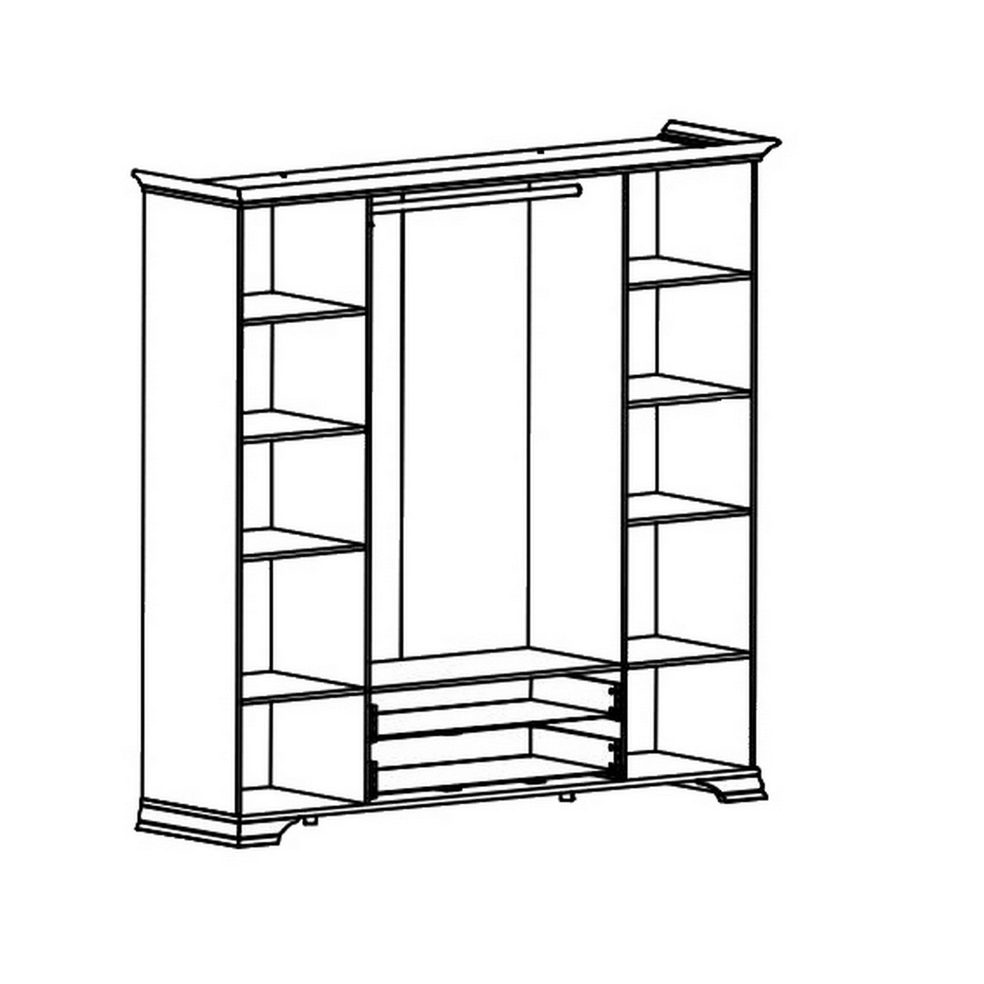 Set dormitor IDENTO 3, alb, PAL melaminat, cu pat 160x200, dulap cu 6 usi si 2 sertare si noptiere