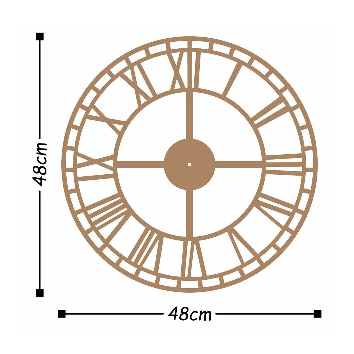Ceas de perete 891TNL2134, auriu, metal, 48x48 cm