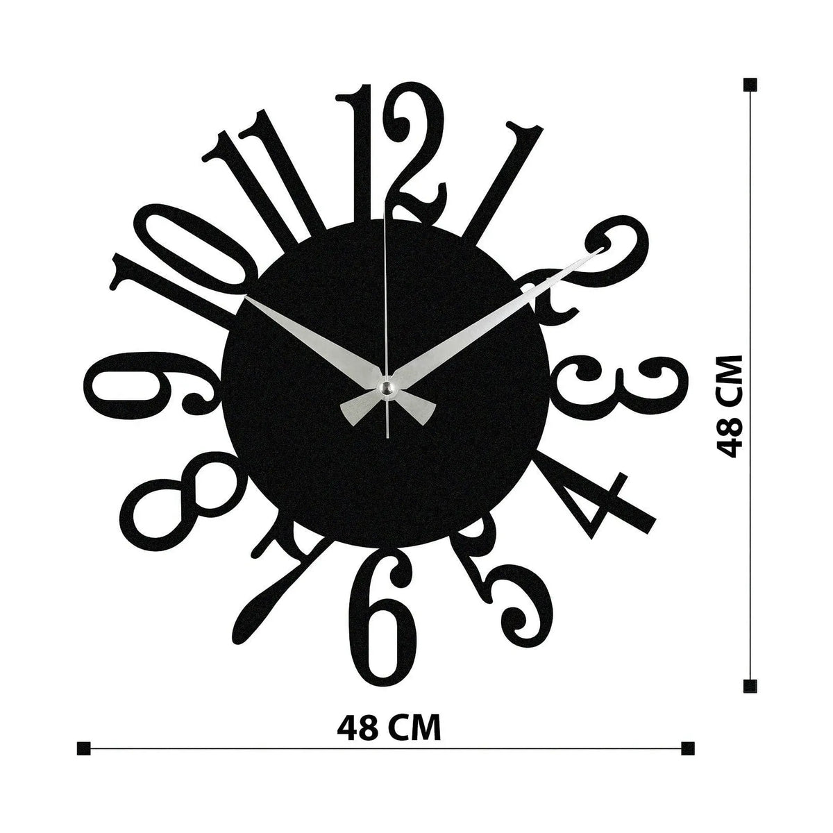 Ceas de perete ENZOCLOCK - S005, negru, metal, 48x48 cm