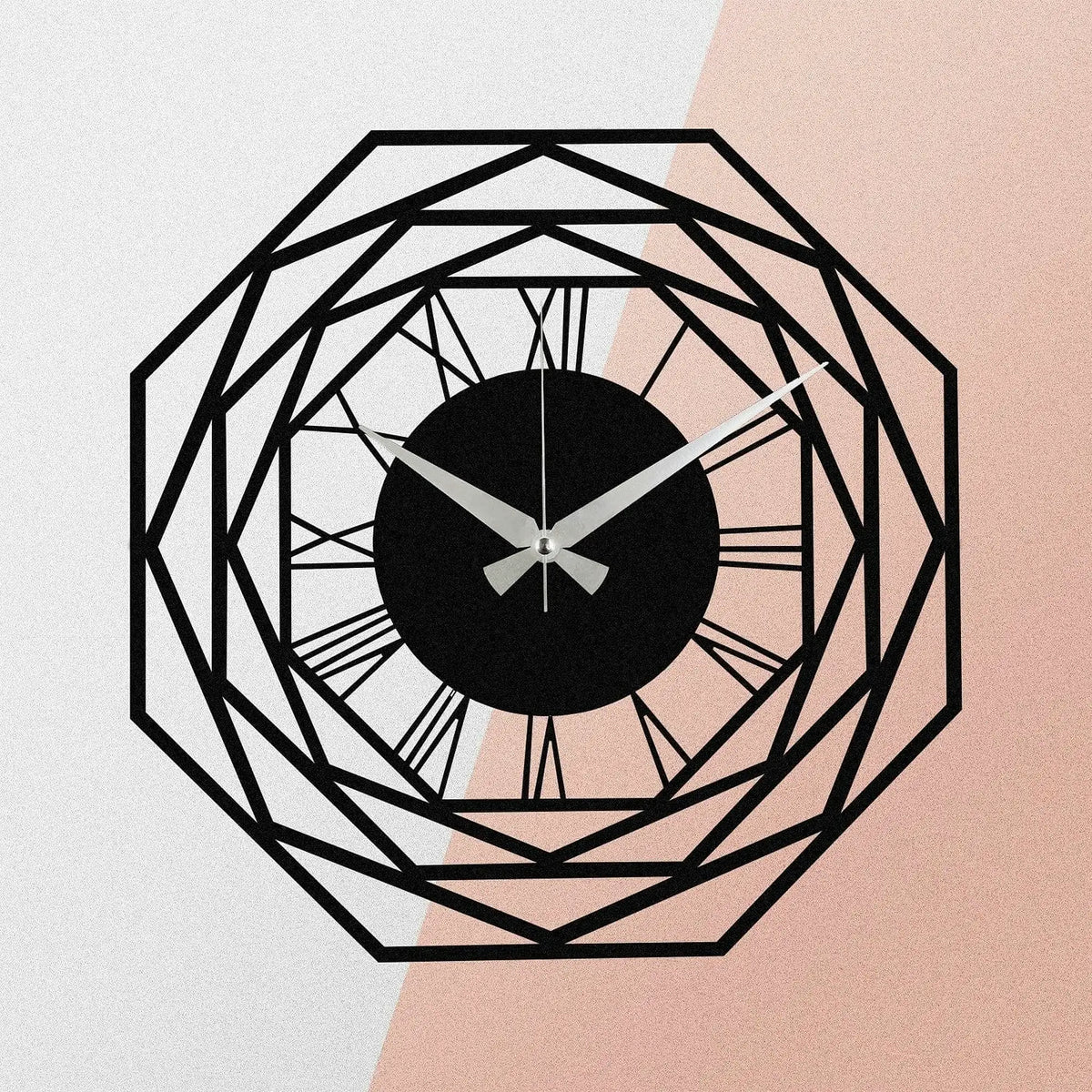 Ceas de perete Enzoclock - S012, negru, metal, 48x48 cm