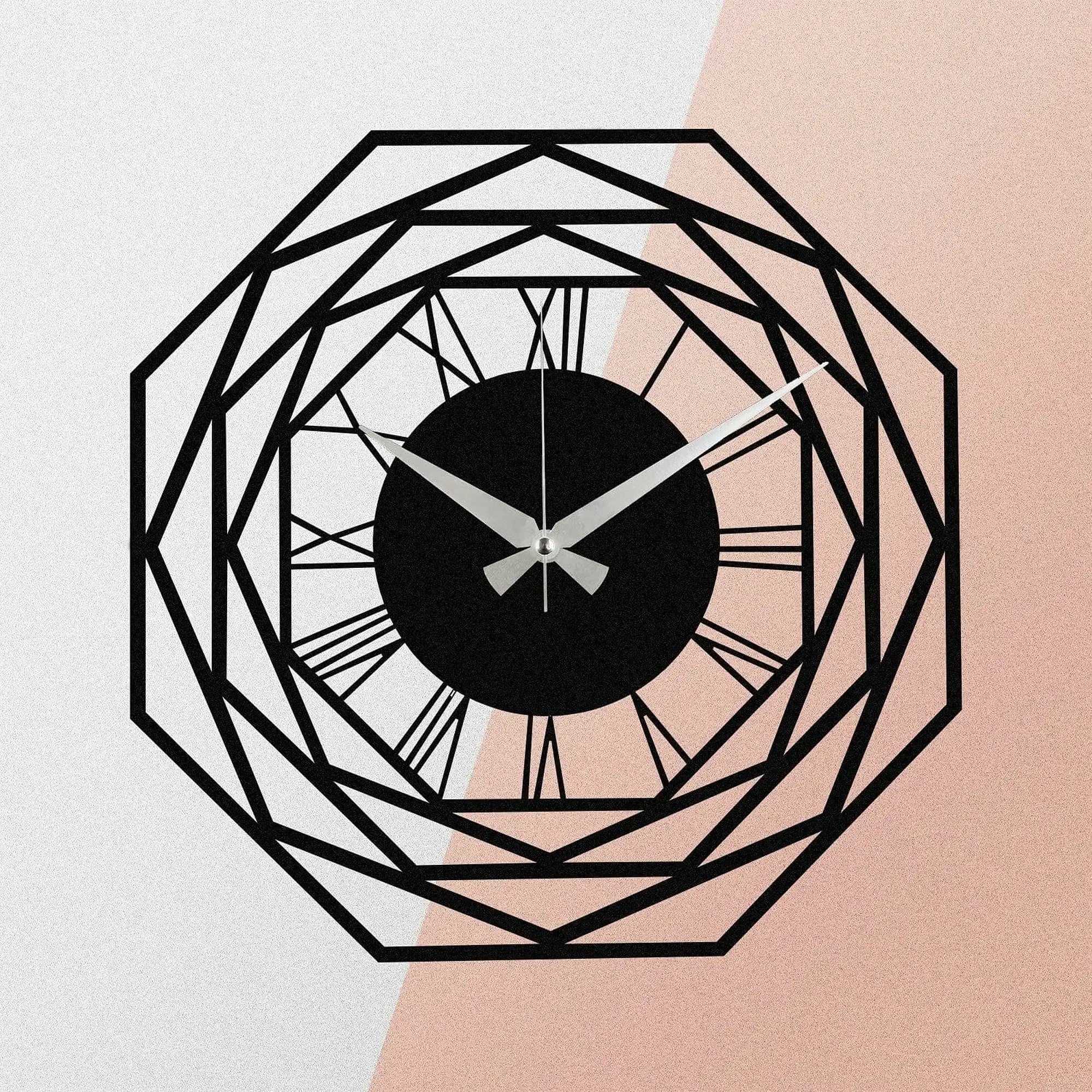 Ceas de perete Enzoclock - S012, negru, metal, 48x48 cm
