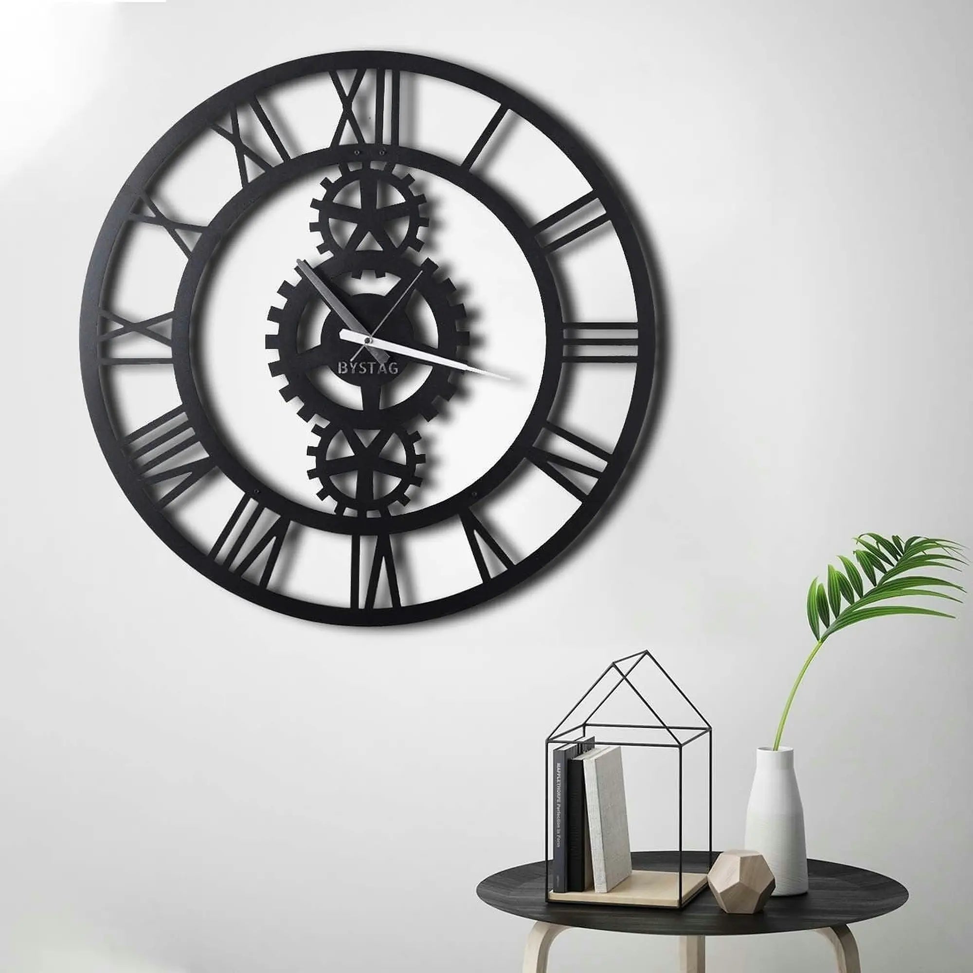 Ceas de perete Gear XL, negru, metal, 70x70 cm