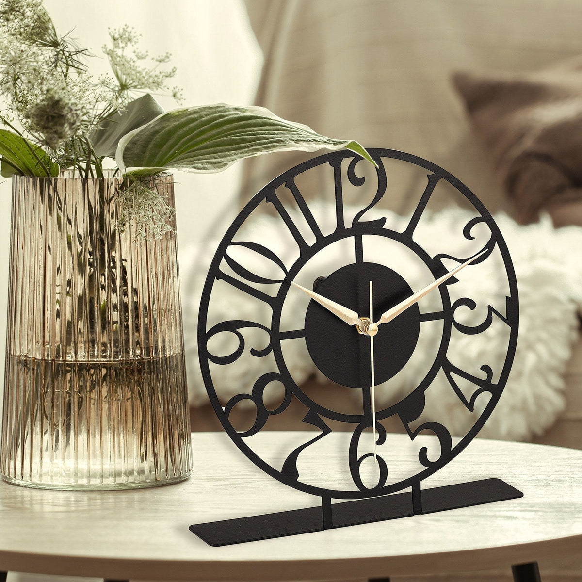 Ceas decorativ CLOCK BONNI, negru, metal, 23x24 cm
