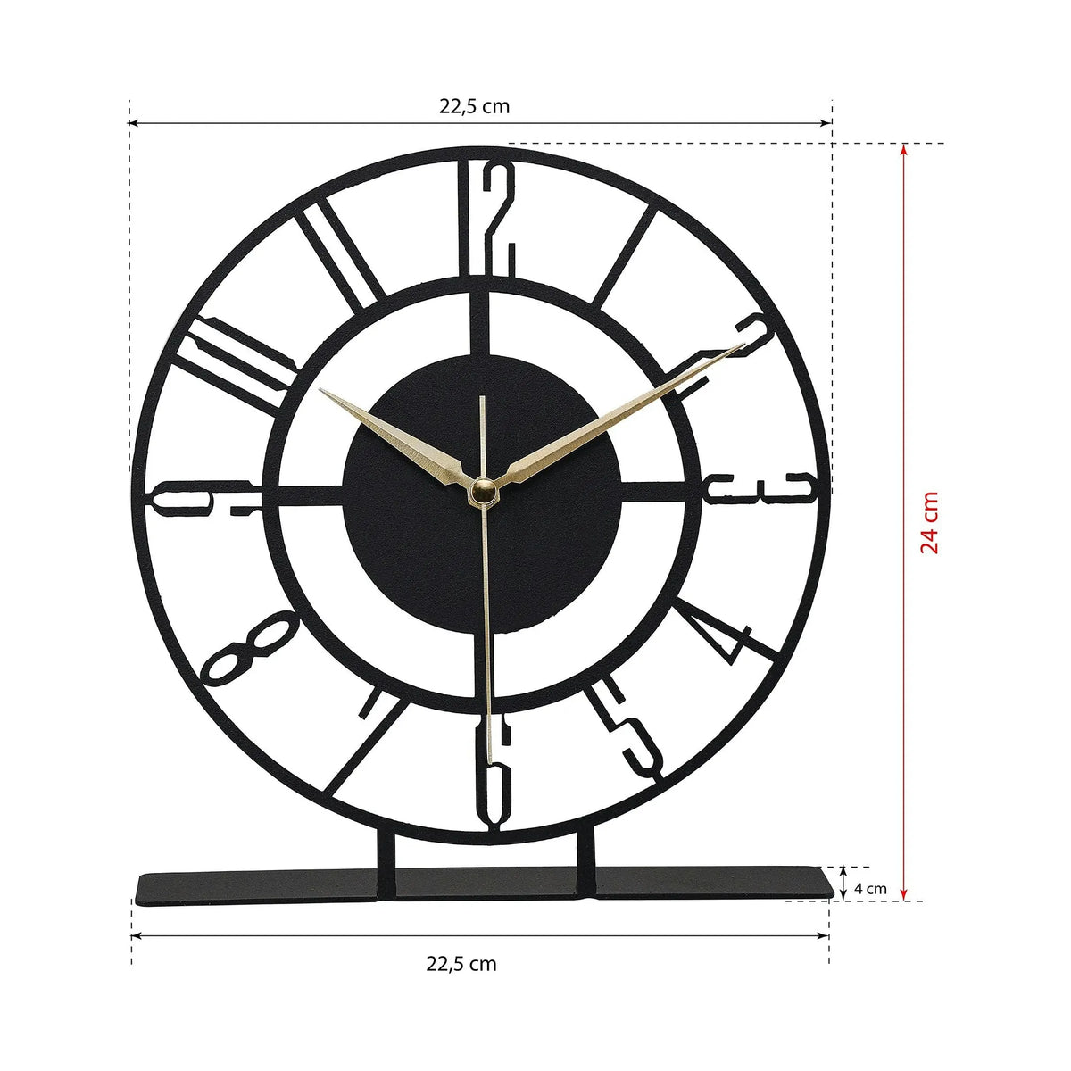 Ceas decorativ CLOCK BUNELLA, negru, metal, 23x24 cm