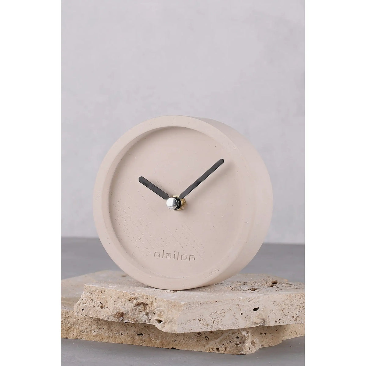 Ceas decorativ SAAT, bej, beton, 12x4 cm