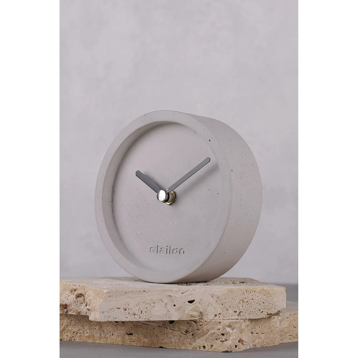 Ceas decorativ SAAT, gri, beton, 12x4 cm