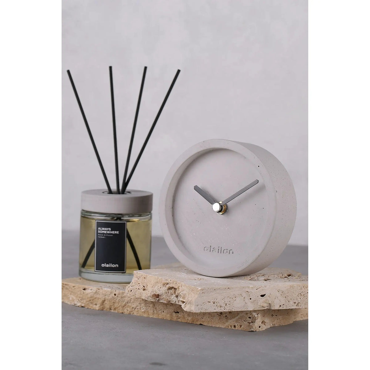 Ceas decorativ SAAT, gri, beton, 12x4 cm