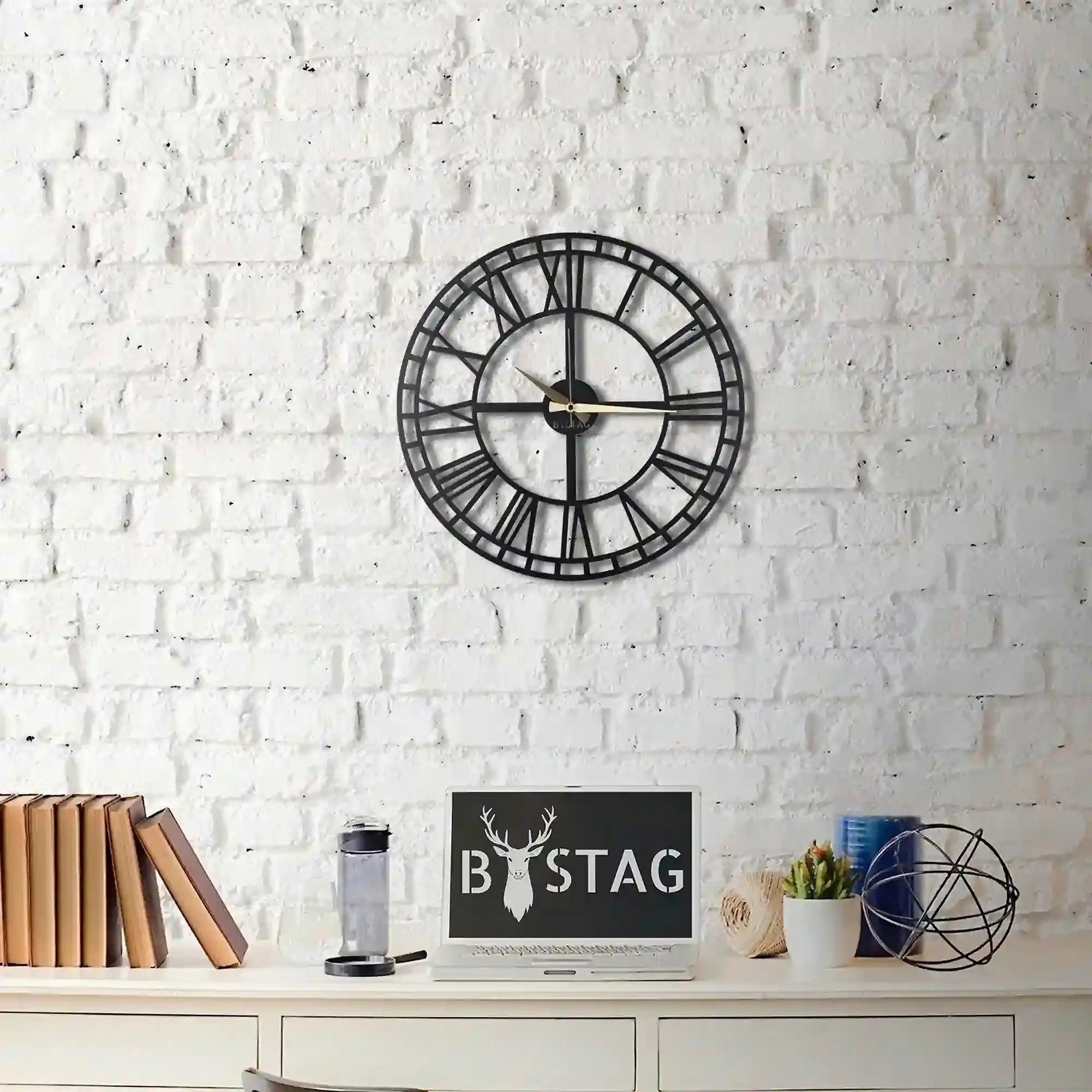 Ceas perete Classic, negru, metal, 50x50 cm