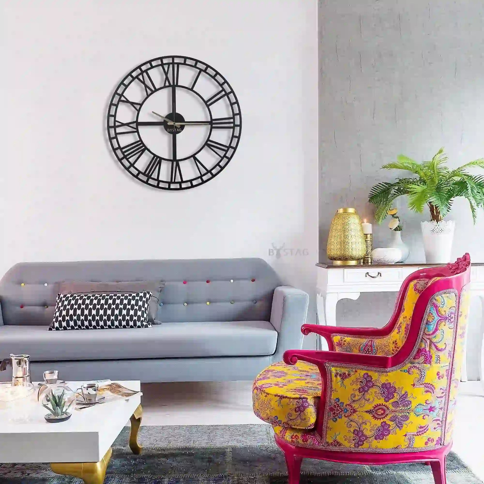 Ceas perete Classic, negru, metal, 50x50 cm