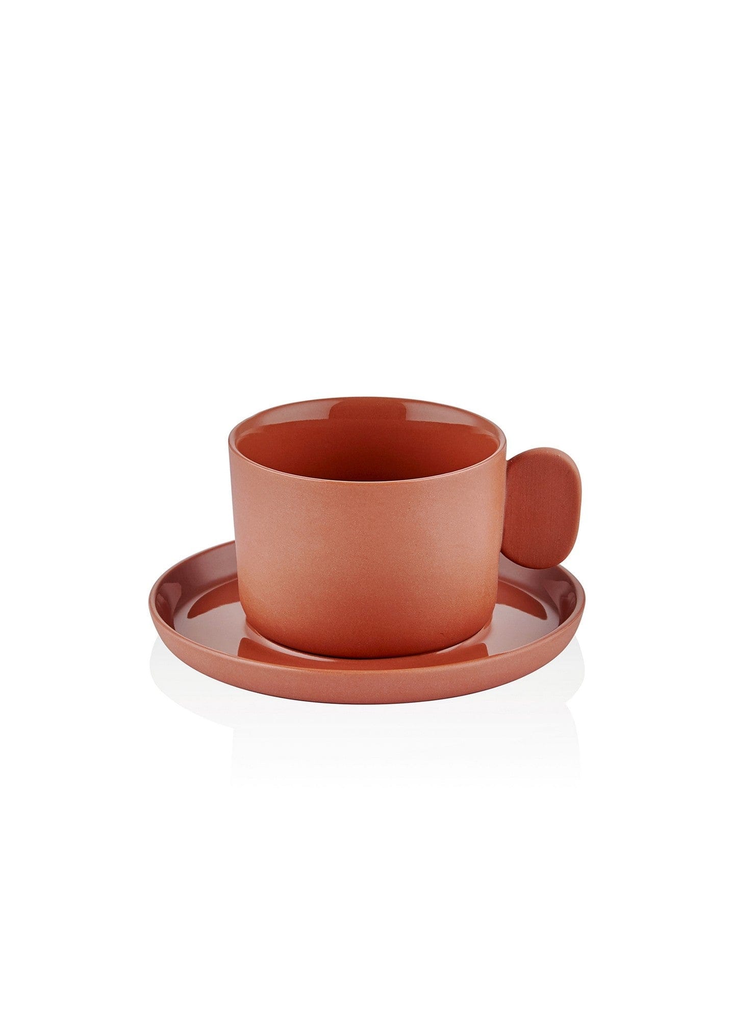Ceasca cu farfurie 280TMA3128, maro, portelan, 10x5 cm