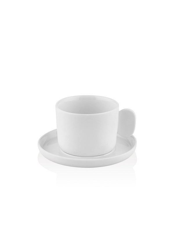 Ceasca cu farfurie 280TMA3129, alb, portelan, 10x5 cm
