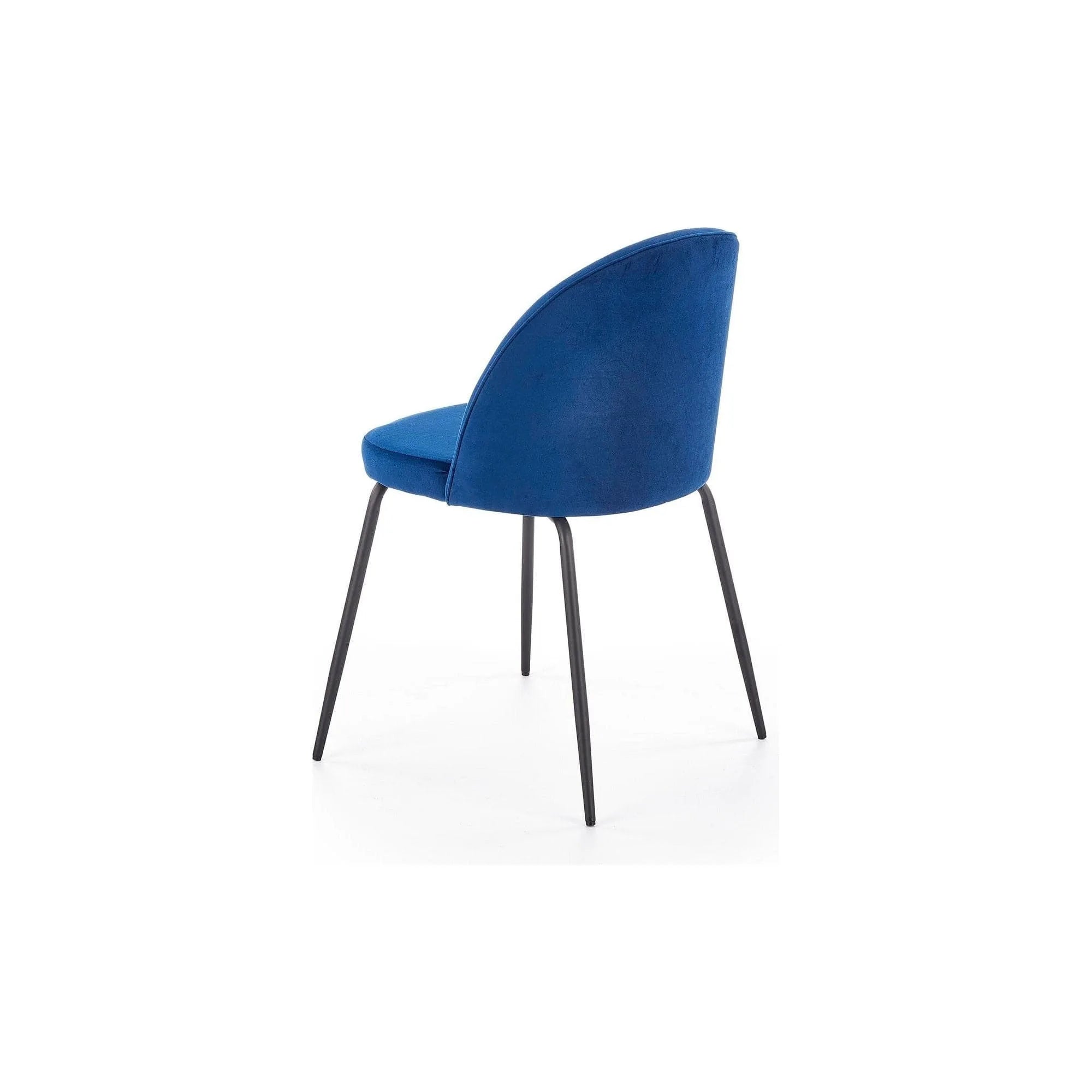 Scaun modern K314, albastru/negru, stofa catifelata/metal, 49x50x80 cm