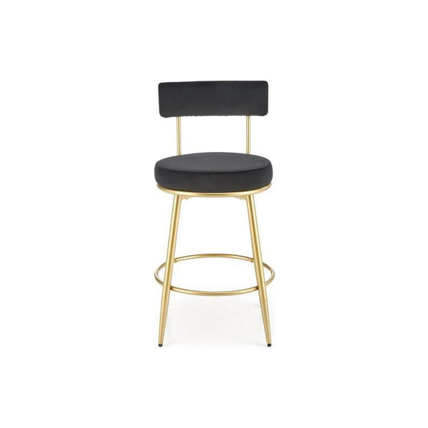 Scaun bar H115, negru/auriu, stofa catifelata/otel, 45x54x90 cm