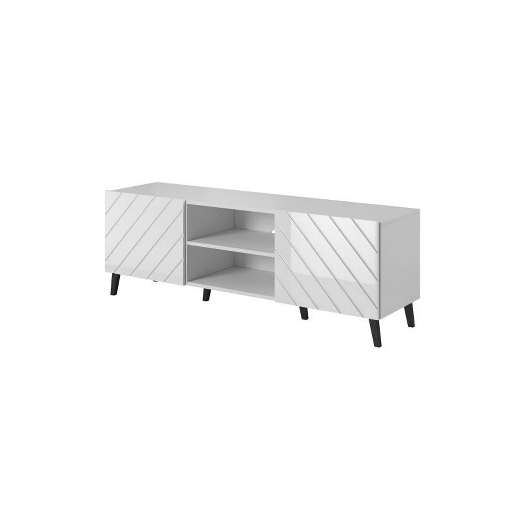 Comoda TV ABETO, alb/negru, PAL, 150x42x52 cm