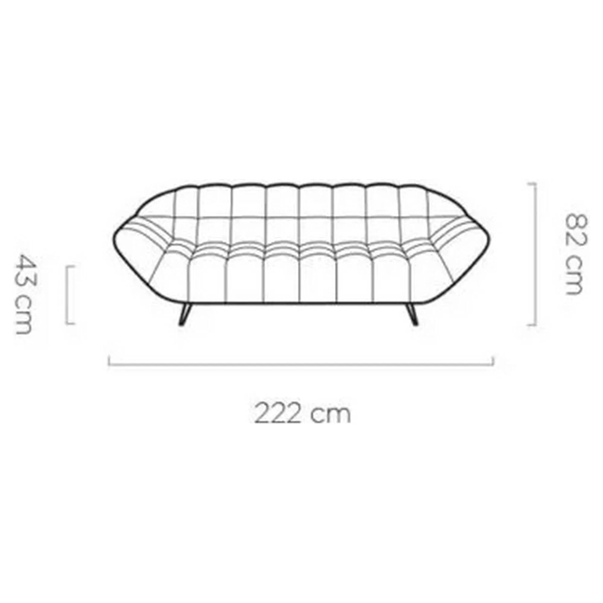 Canapea fixa GAPPA 3, personalizabil materiale gama Premium, 222x94x82 cm
