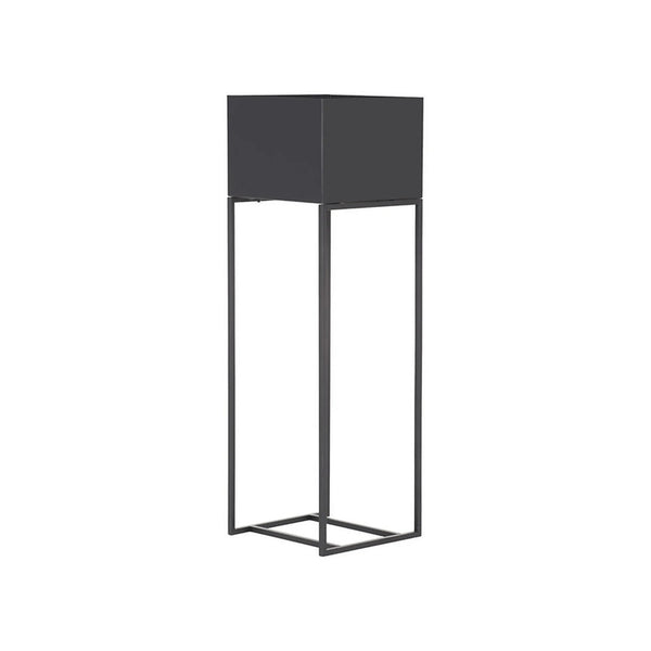 Ghiveci FINA, negru, metal, 25x25x80 cm