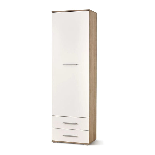 Dulap LIMA REG1, alb/stejar sonoma, PAL laminat, cu o usa si 2 sertare, 60x40x200 cm