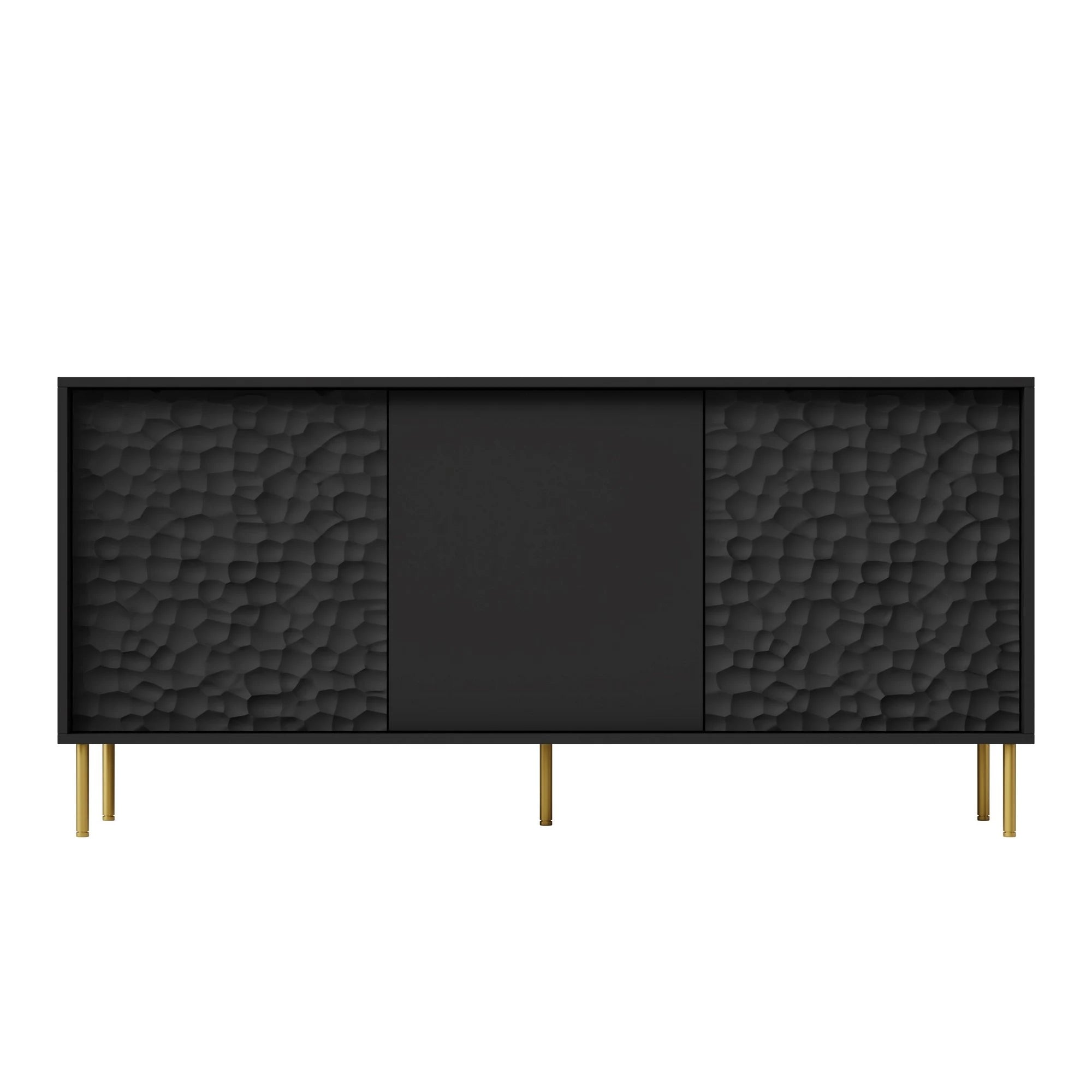 Comoda BULLET, negru/auriu, PAL laminat, 155x41x73 cm