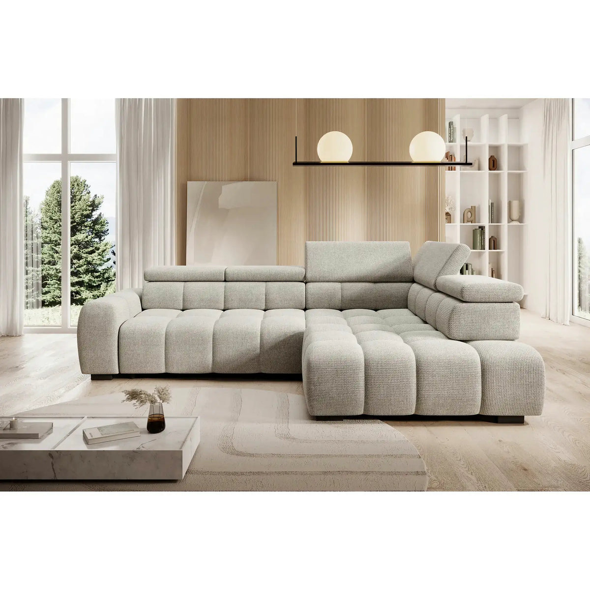 Coltar BULL L, personalizabil, cu reglaj electric si tetiere reglabile, 297x205x97 cm