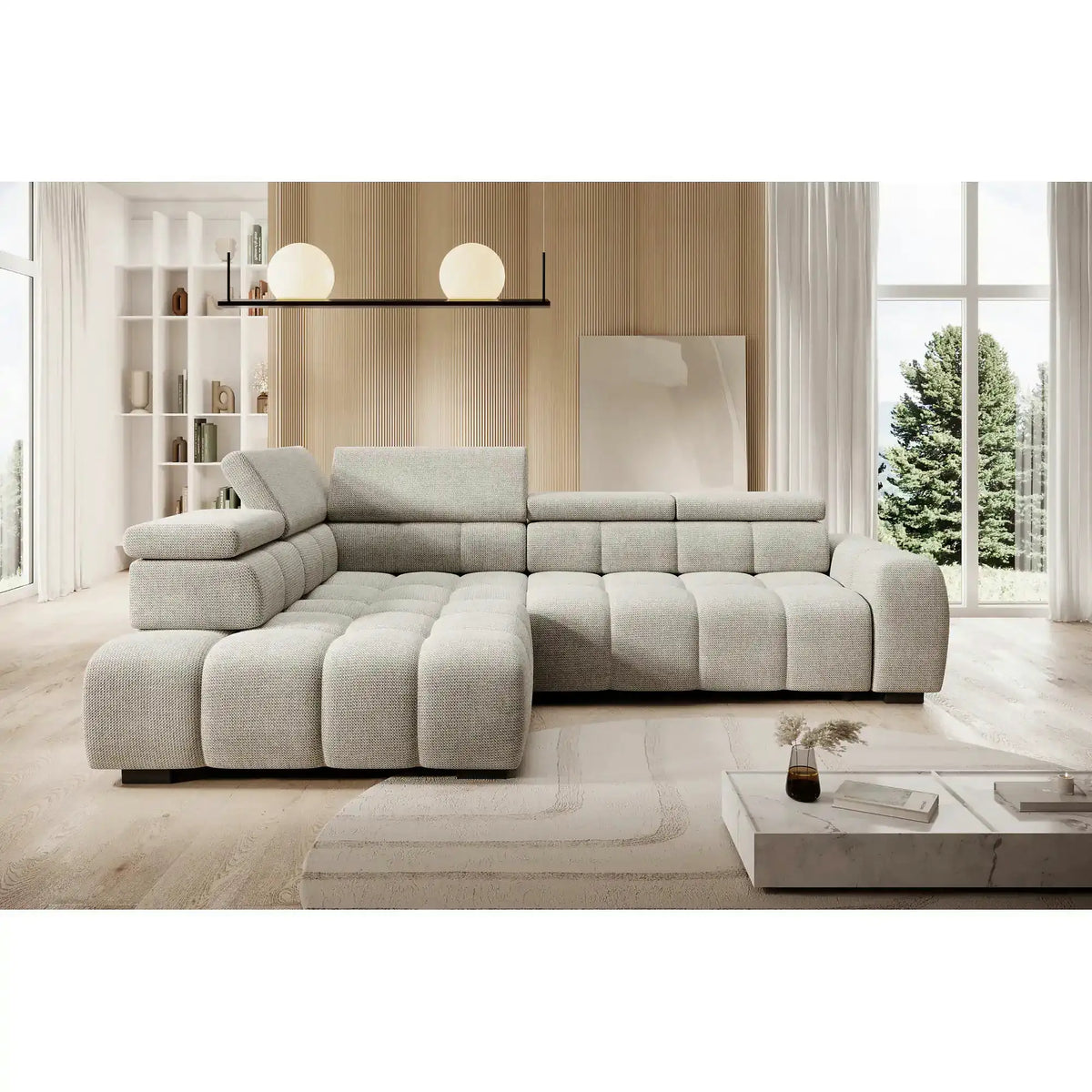 Coltar BULL L, personalizabil, cu reglaj electric si tetiere reglabile, 297x205x97 cm