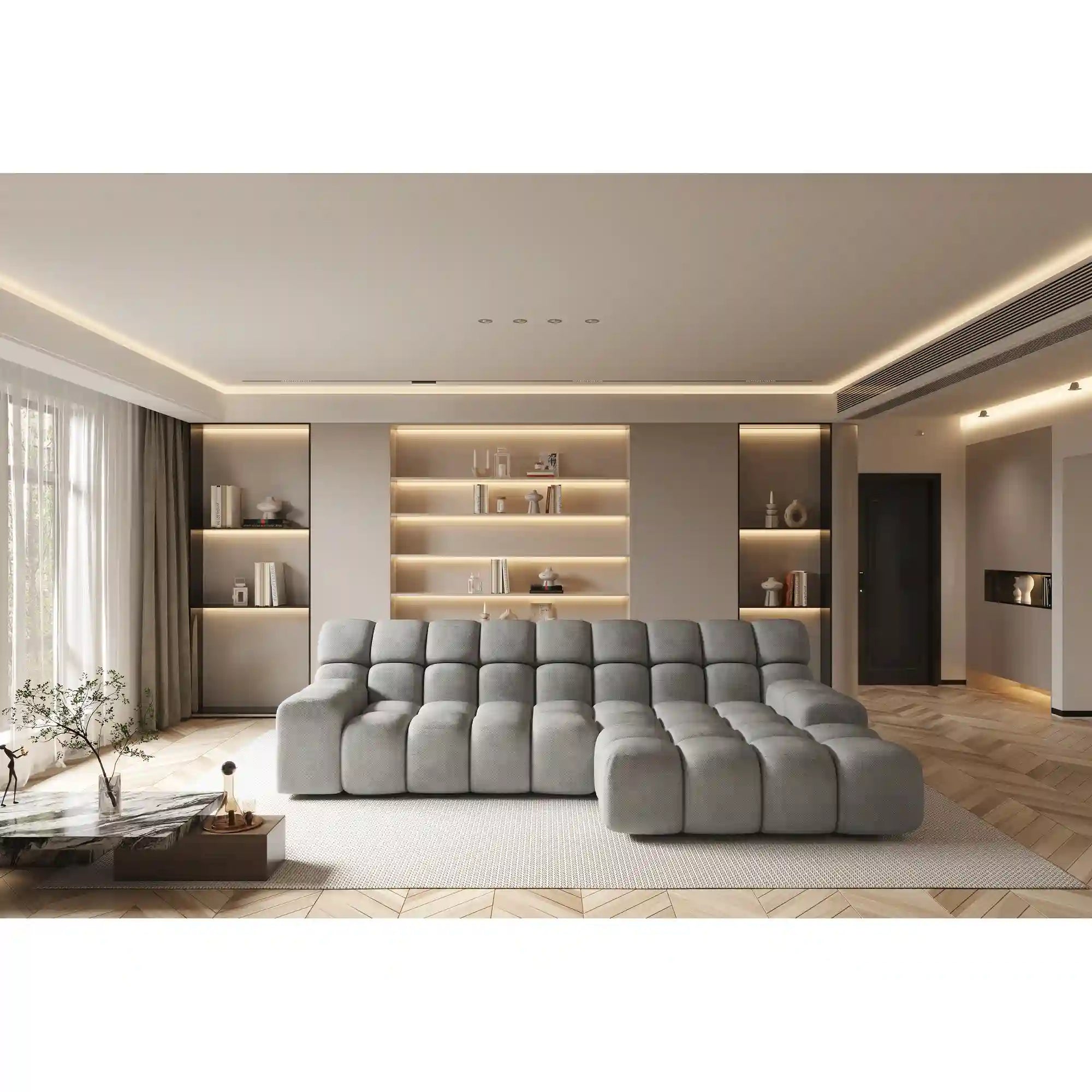 Coltar CAMPILE, personalizabil materiale Gama Premium, cu reglaj electric, 297x180x85 cm