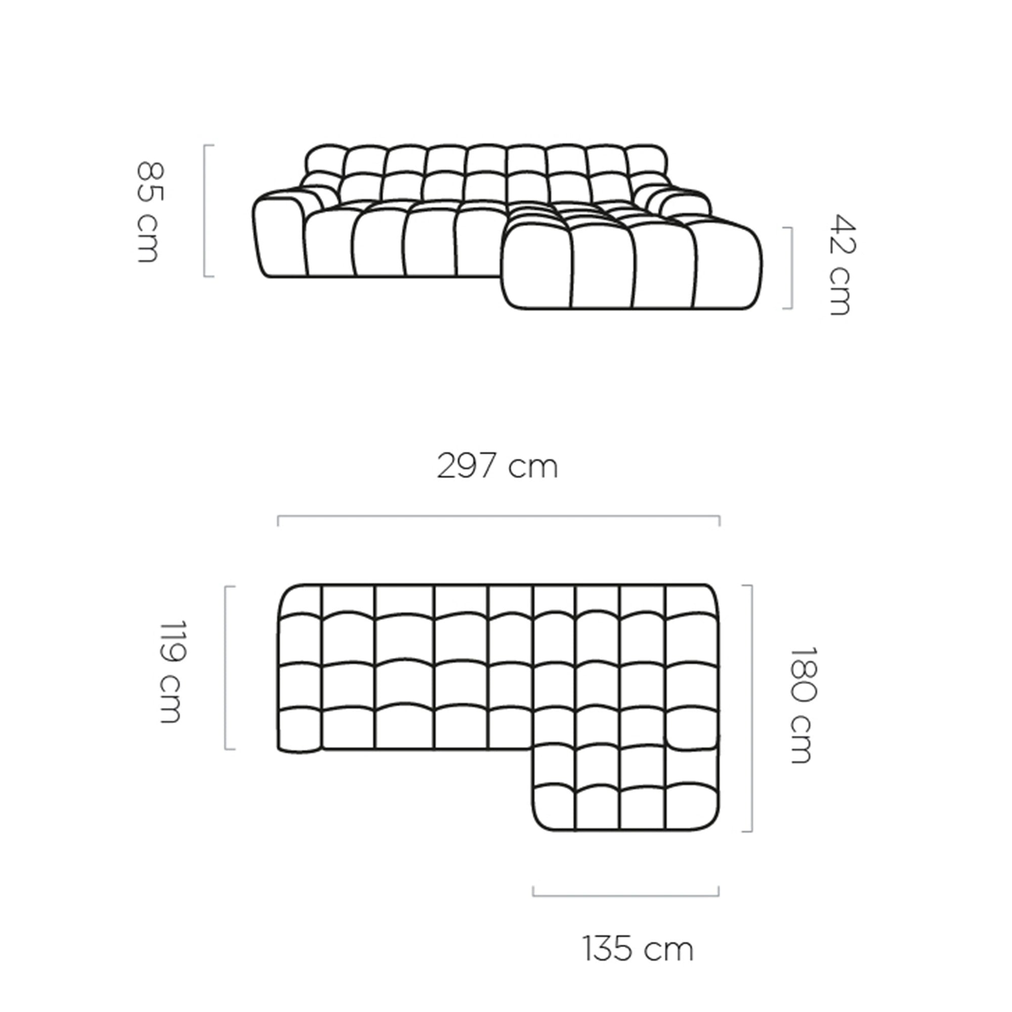 Coltar CAMPILE, personalizabil materiale Gama Premium, cu reglaj electric, 297x180x85 cm