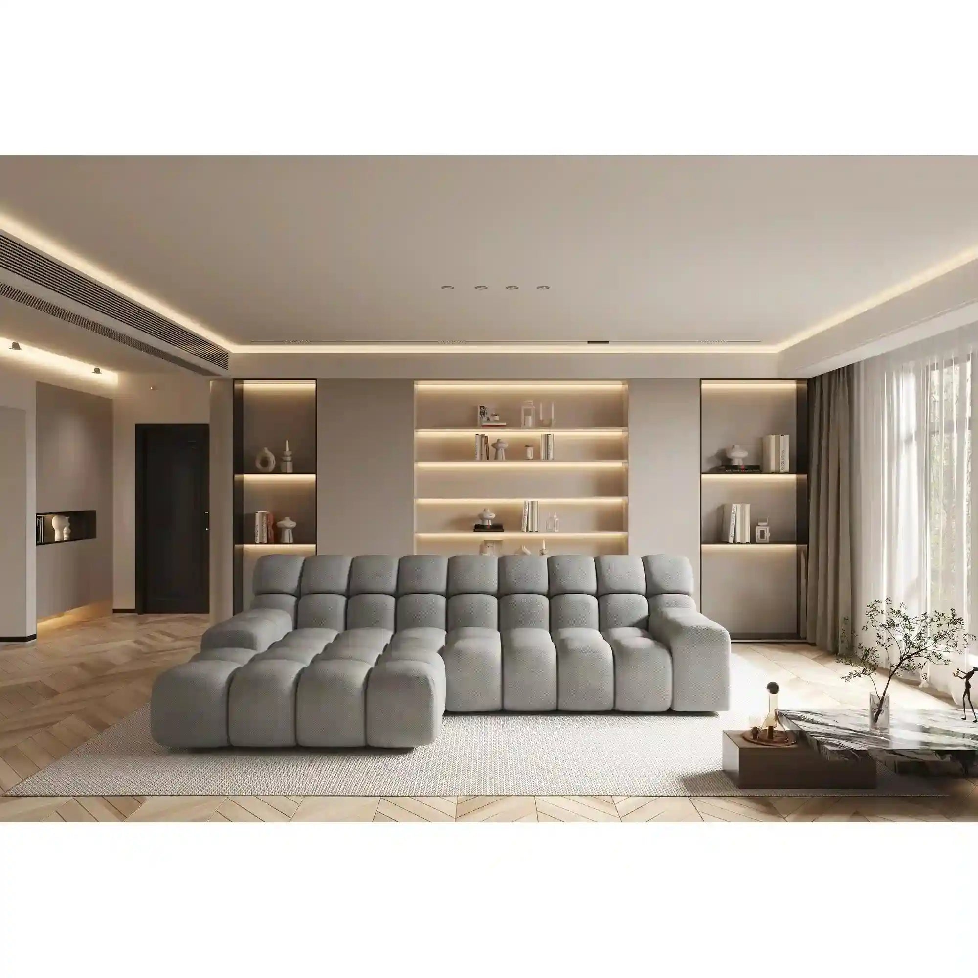 Coltar CAMPILE, personalizabil materiale Gama Premium, cu reglaj electric, 297x180x85 cm