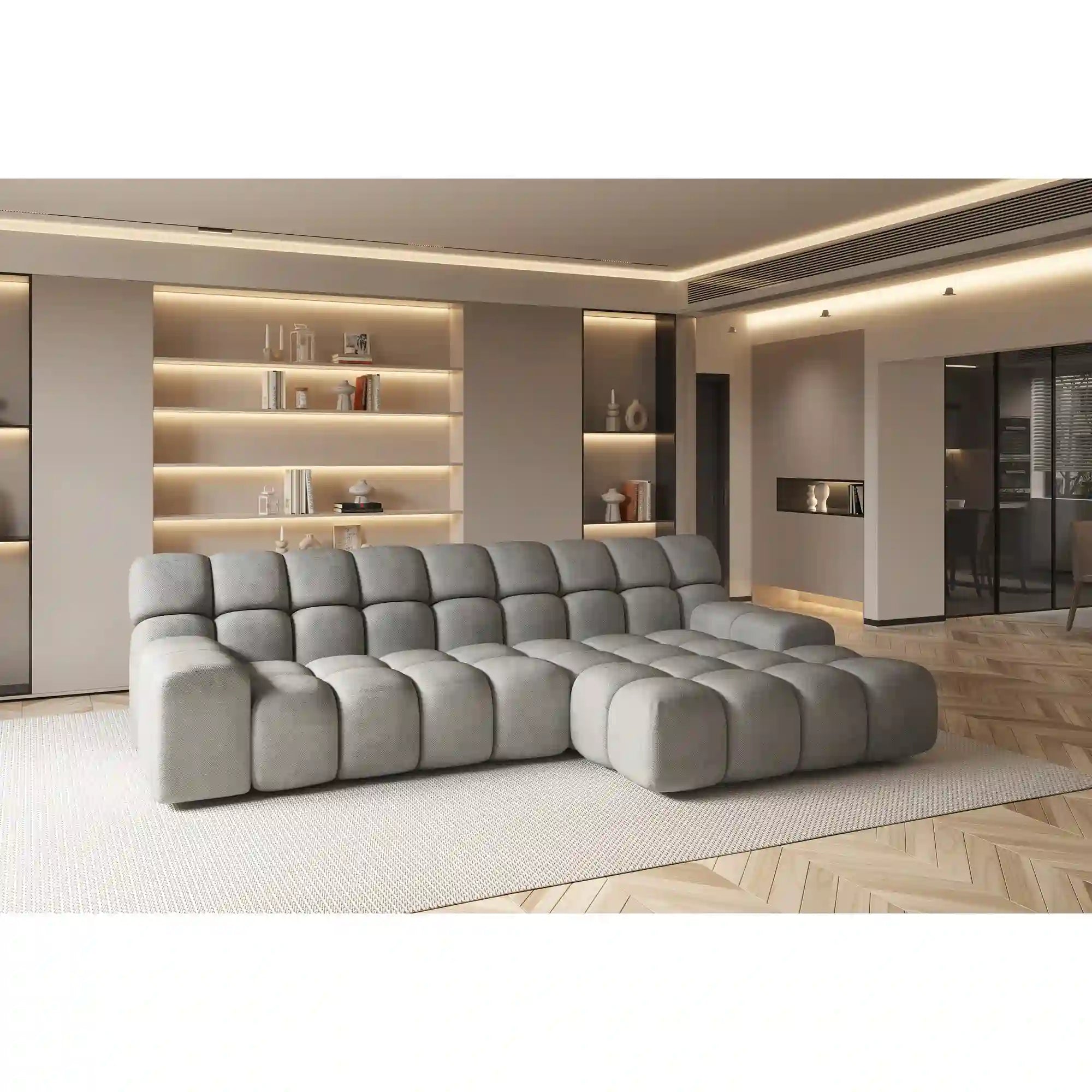 Coltar CAMPILE, personalizabil materiale Gama Premium, cu reglaj electric, 297x180x85 cm
