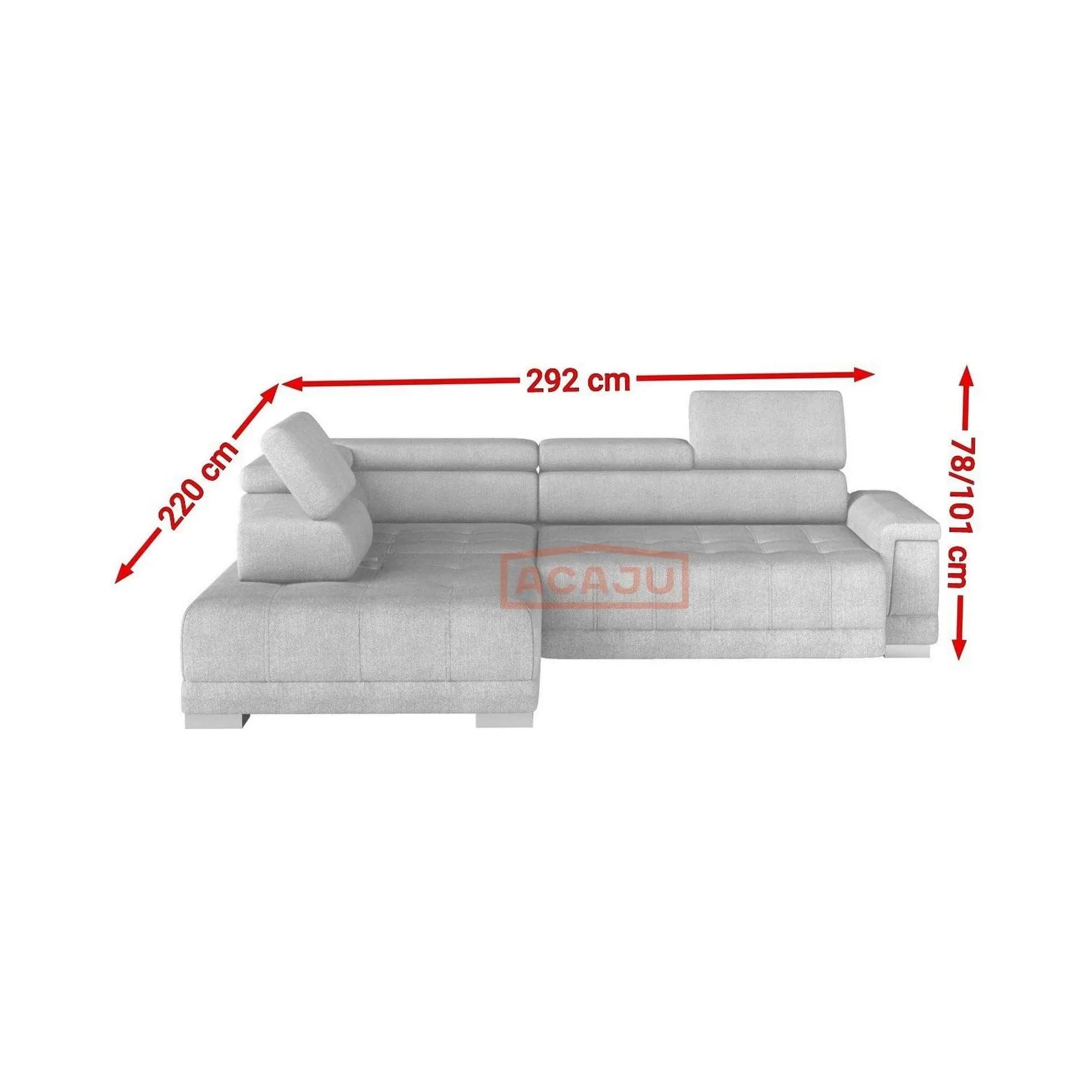 Coltar CAMPO L, personalizabil materiale gama Premium, cu reglaj electric si tetiere reglabile, 292x220x101 cm