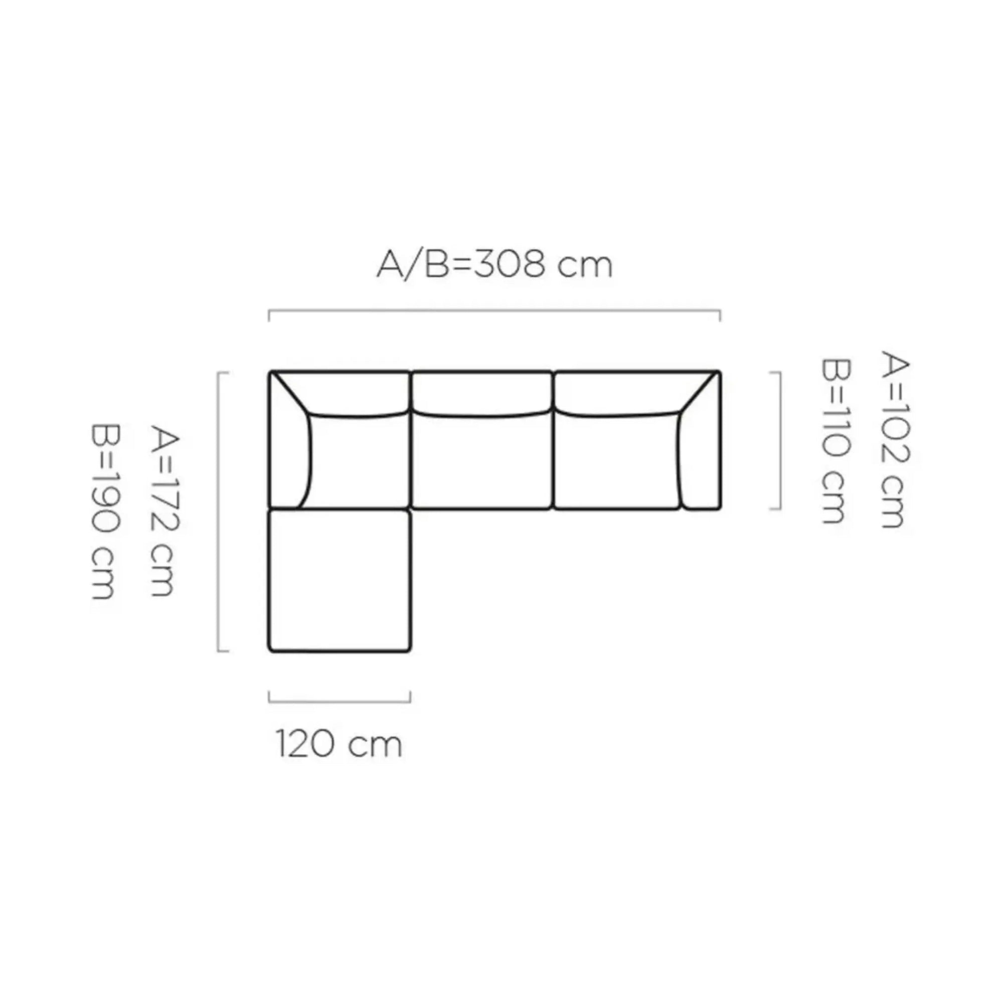 Coltar CANDELO MINI A, personalizabil, 308x172x75 cm
