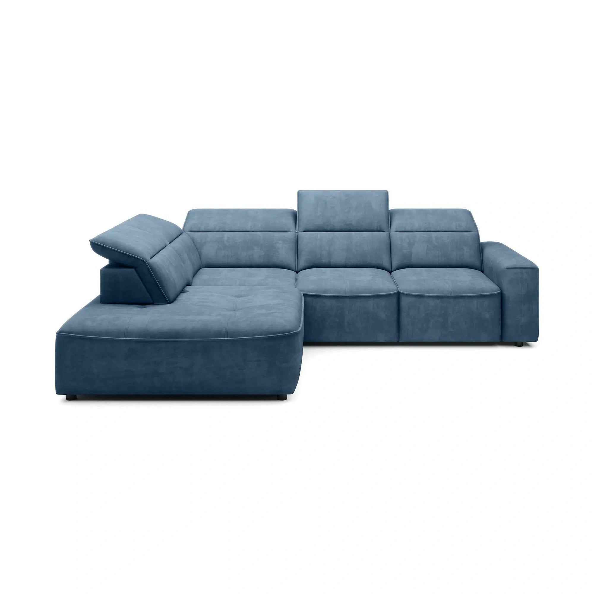 Coltar COLOMBO L, personalizabil, cu reglaj electric, tetiere reglabile si lada depozitare, 296x227x103 cm