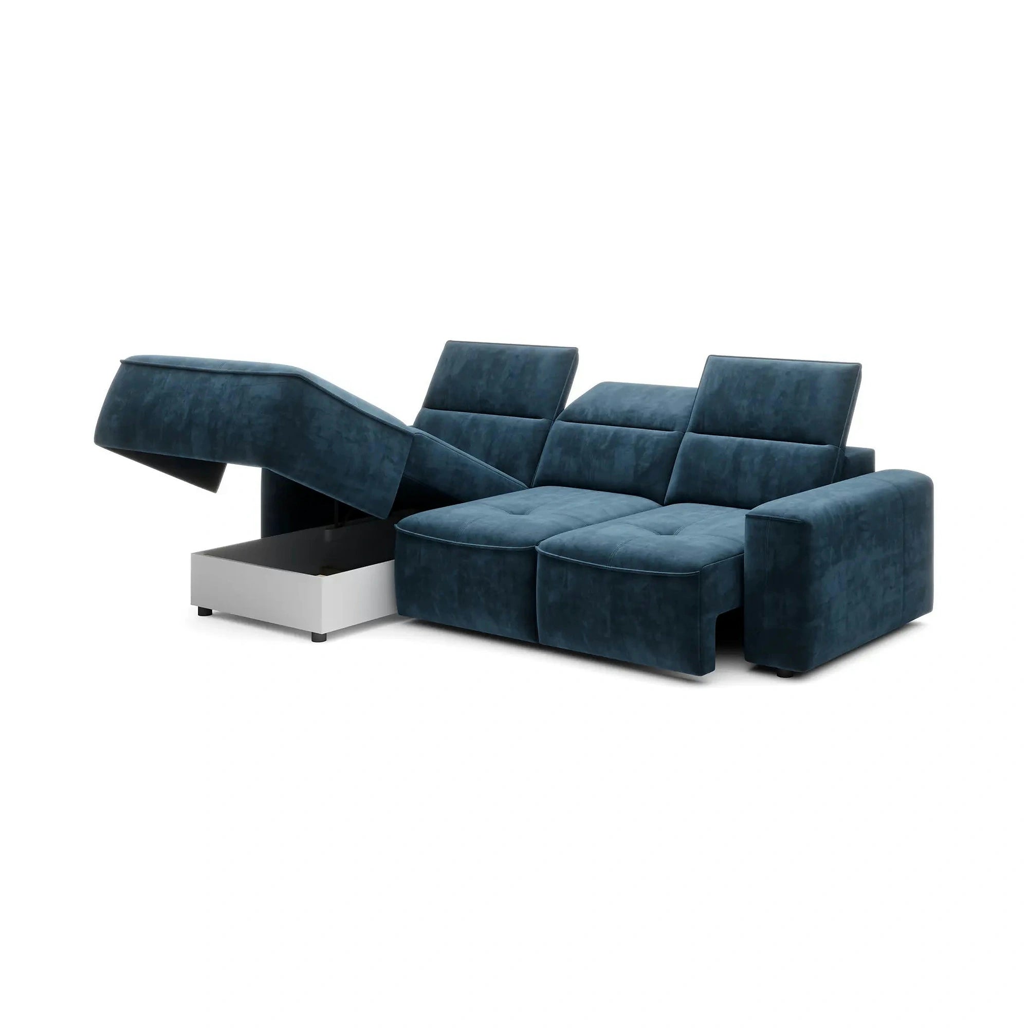 Coltar COLOMBO MINI, personalizabil, cu reglaj electric, tetiere reglabile si lada depozitare, 275x182x103 cm
