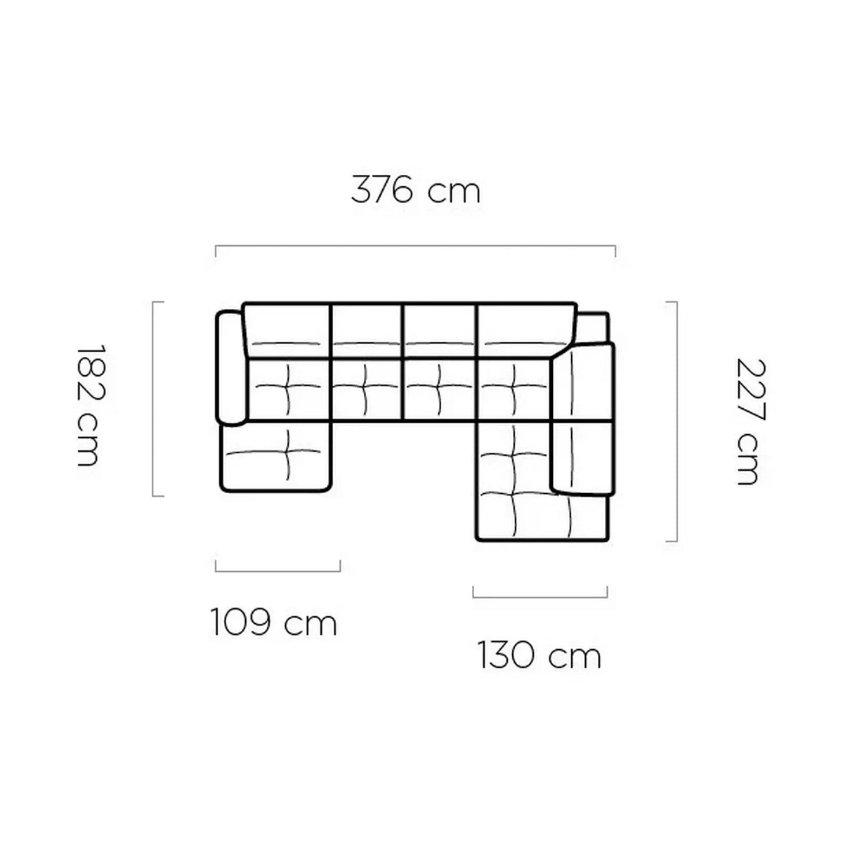 Coltar COLOMBO XL, personalizabil, cu reglaj electric si lada depozitare, 376x227x103 cm