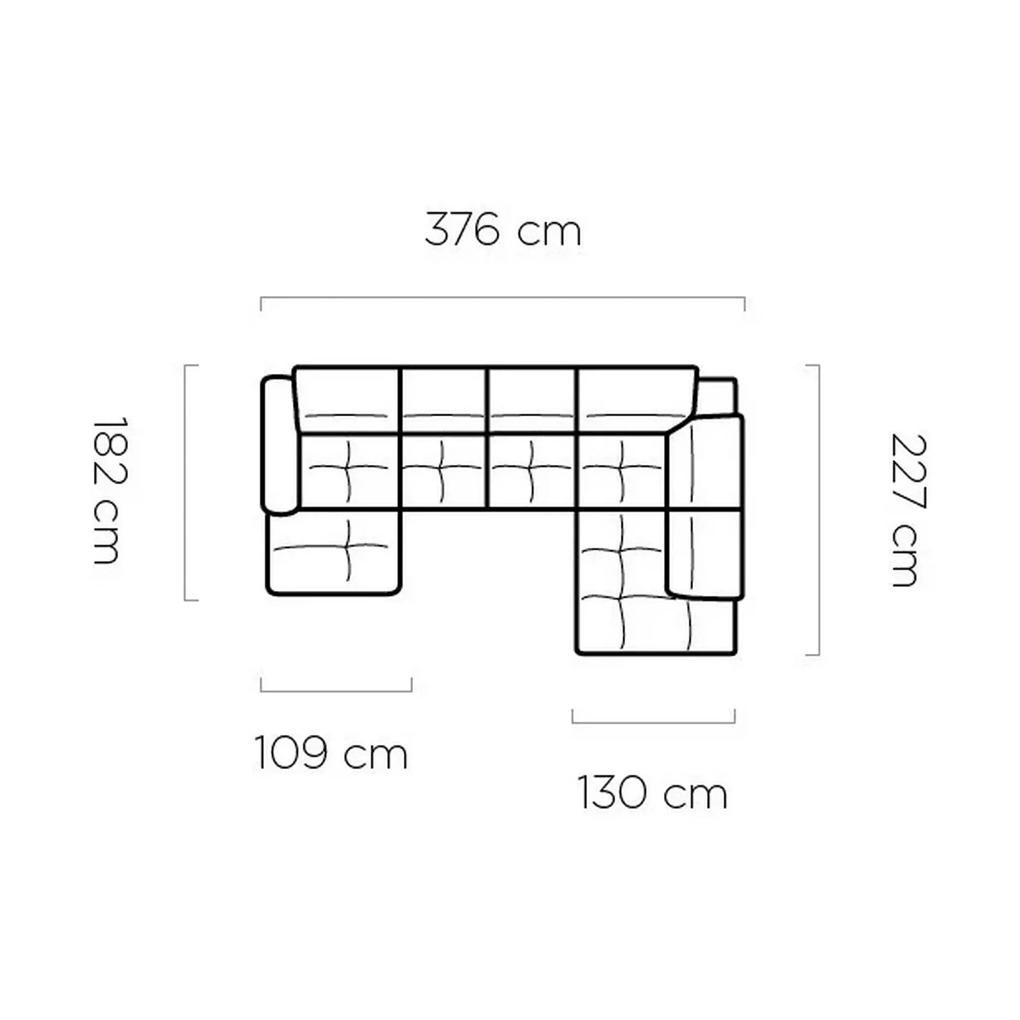 Coltar COLOMBO XL, personalizabil, cu reglaj electric si lada depozitare, 376x227x103 cm