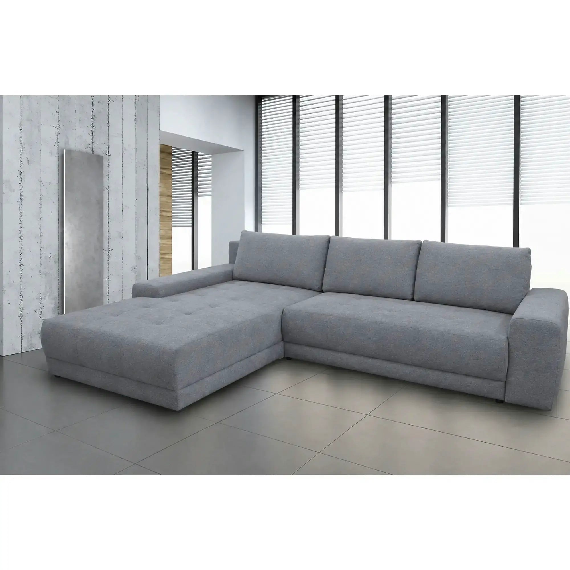Coltar de living extensibil ADRIA, universal, stofa catifelata gri - Monolith 92, cu lada depozitare, 308x213x90 cm