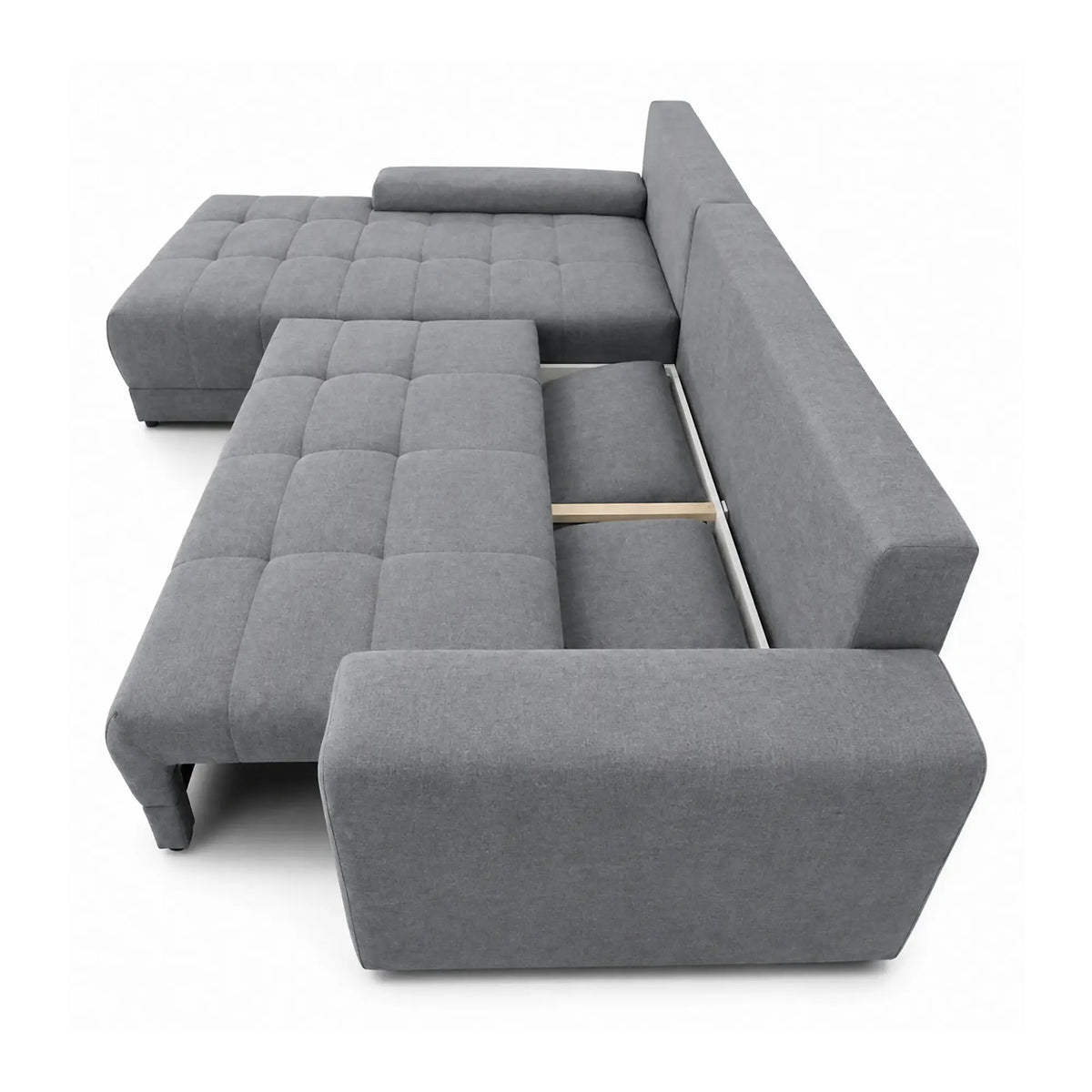 Coltar de living extensibil ADRIA, universal, stofa catifelata gri - Monolith 92, cu lada depozitare, 308x213x90 cm