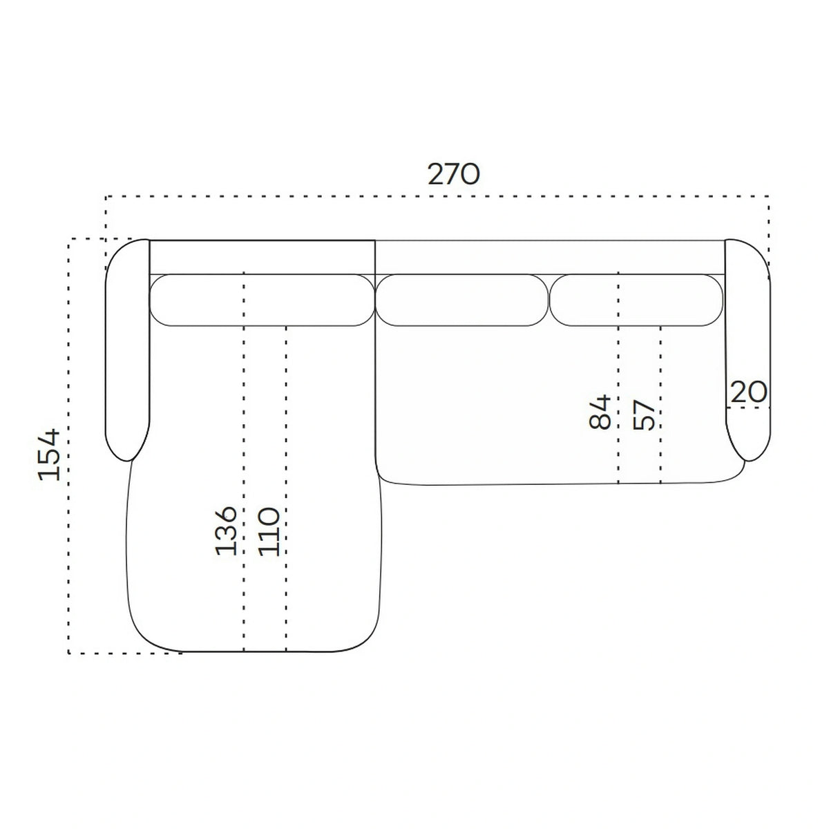 Coltar de living extensibil PORTO, sezlong stanga, stofa gri - Cremona 81, cu lada depozitare, 270x154x94 cm