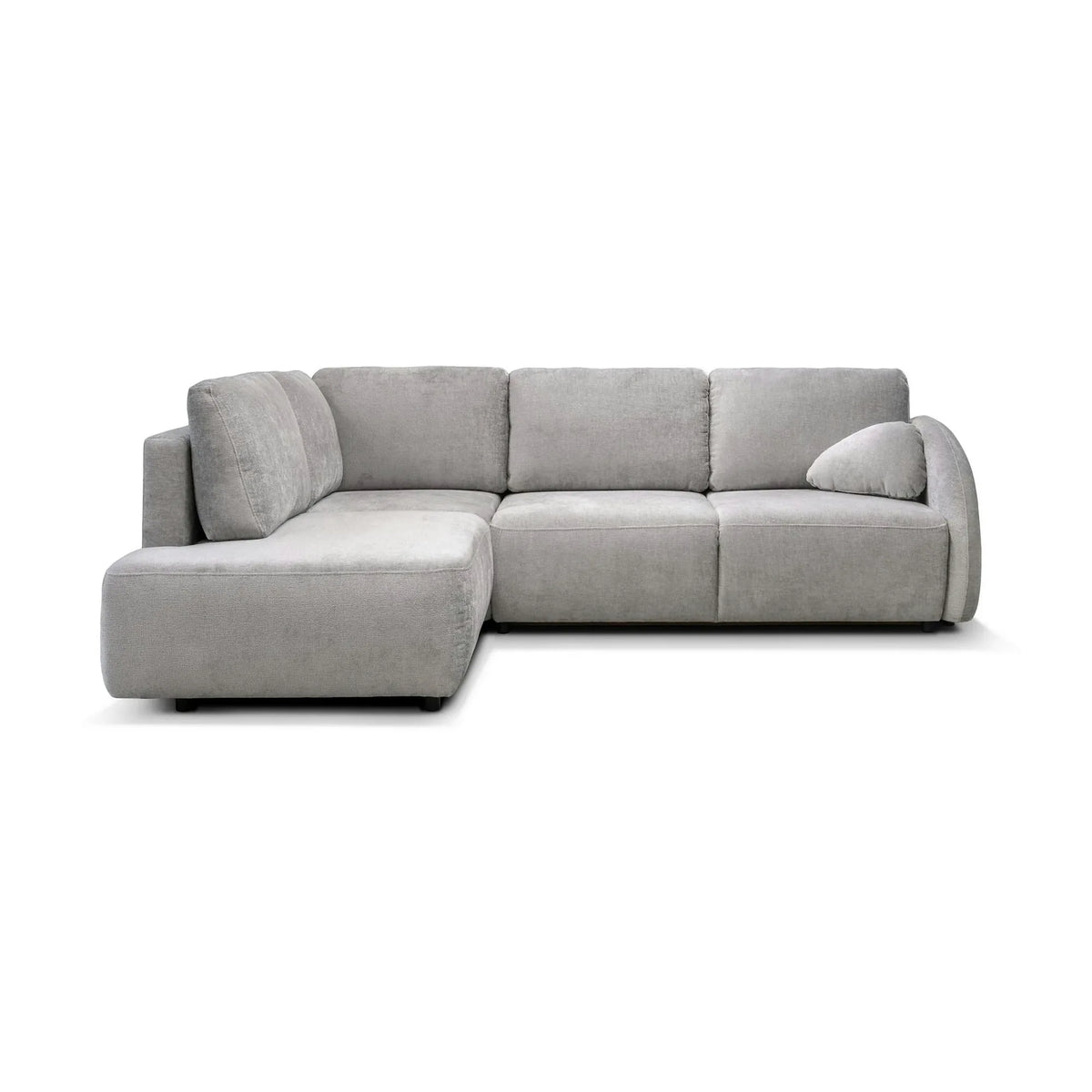 Coltar de living FLAVIA, sezlong stanga, stofa bej - Cremona 02, cu lada depozitare, 265x215x86 cm