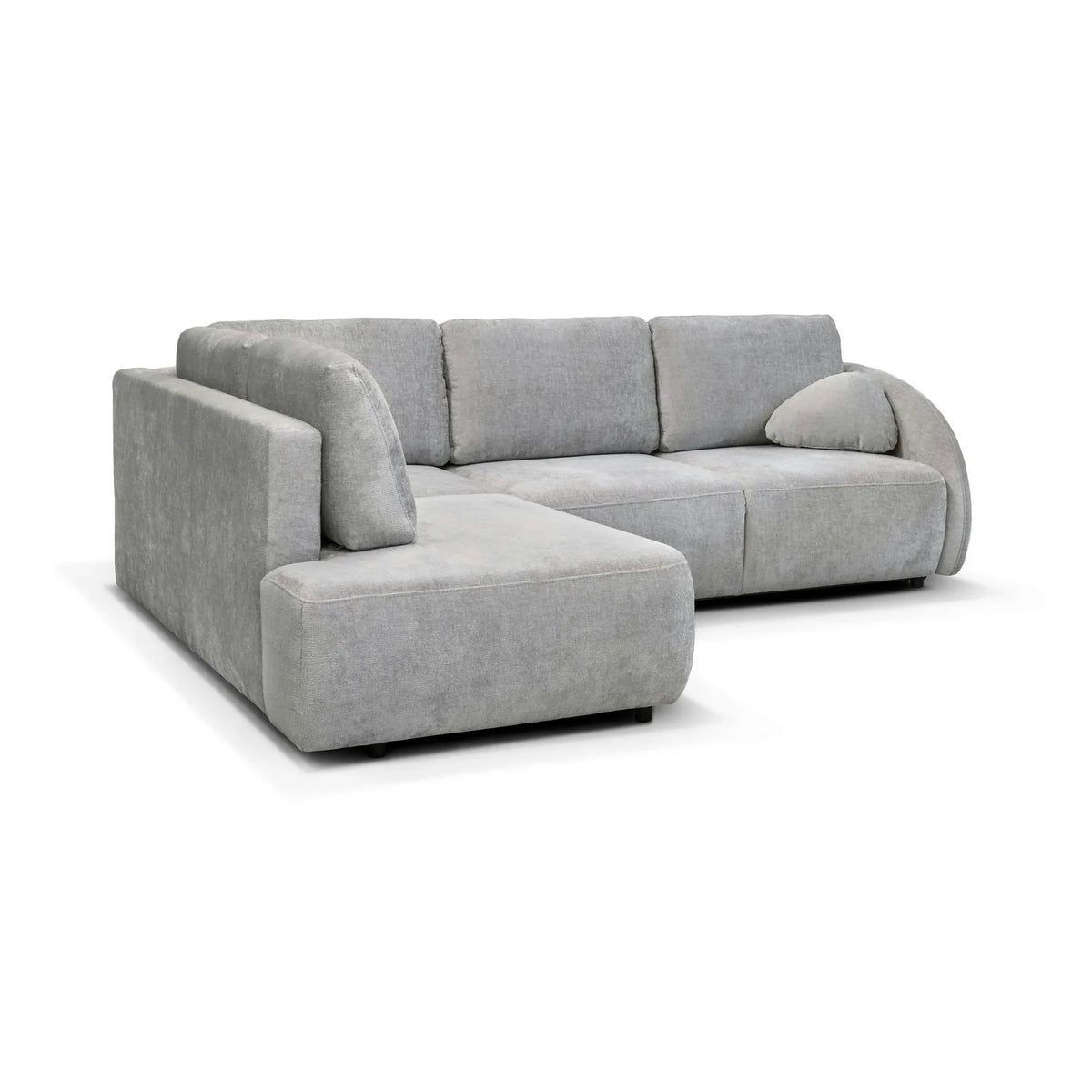 Coltar de living FLAVIA, sezlong stanga, stofa bej - Cremona 02, cu lada depozitare, 265x215x86 cm