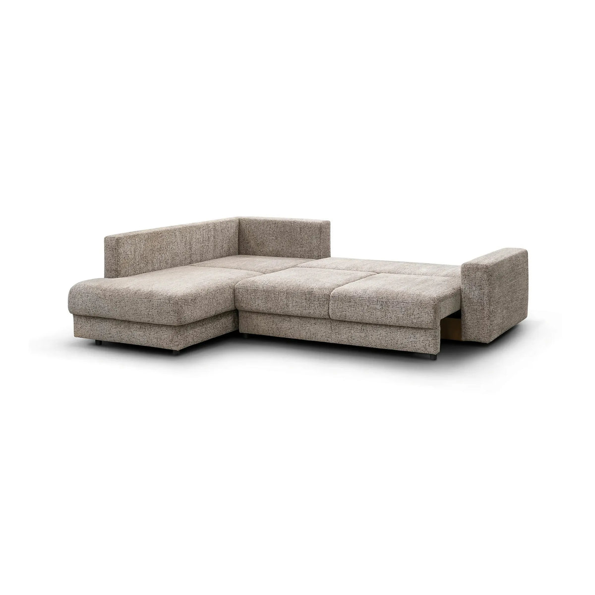Coltar de living RINA L, sezlong dreapta, stofa bej - Cremona 02, cu lada depozitare, 272x215x86 cm