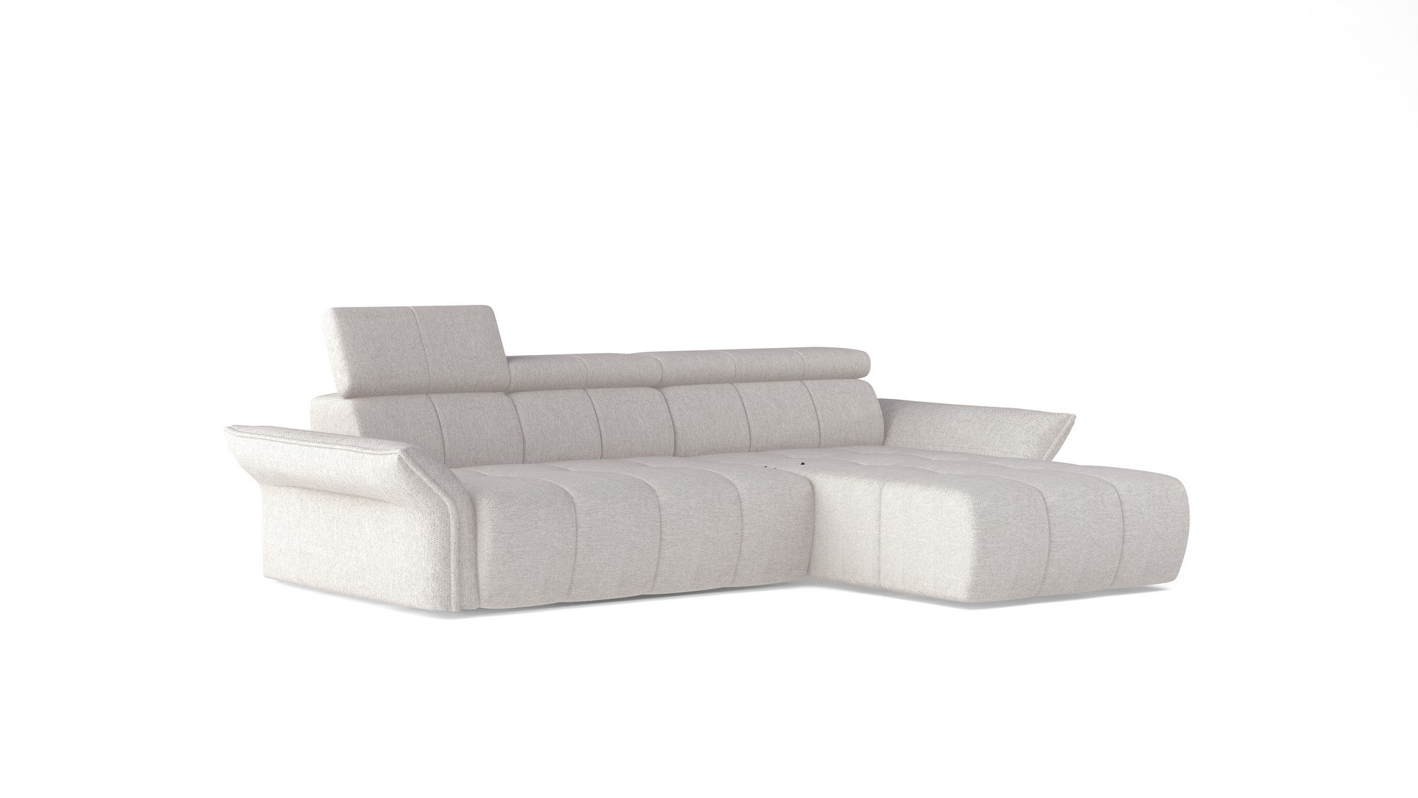 Coltar ENZO S, personalizabil materiale gama Oferta Avantaj, cu lada depozitare si reglaj electric, 282x177x107 cm