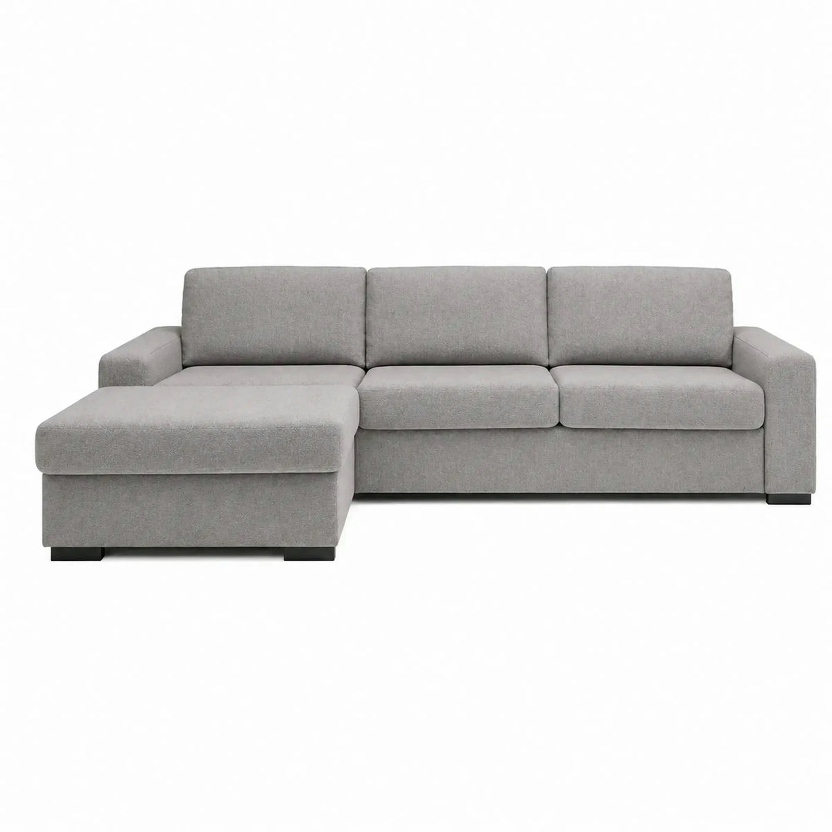 Coltar extensibil 160x200 VANILLA CORNER, sezlong stanga, stofa catifelata gri - Salvador 14, cu lada depozitare, 303x173x87 cm
