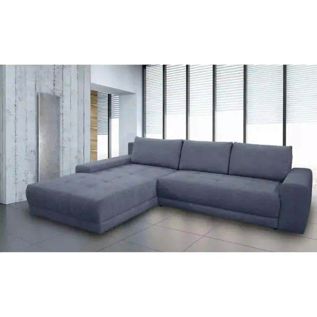 Coltar de living extensibil ADRIA, universal, stofa catifelata gri - Monolith 92, cu lada depozitare, 310x213x88 cm