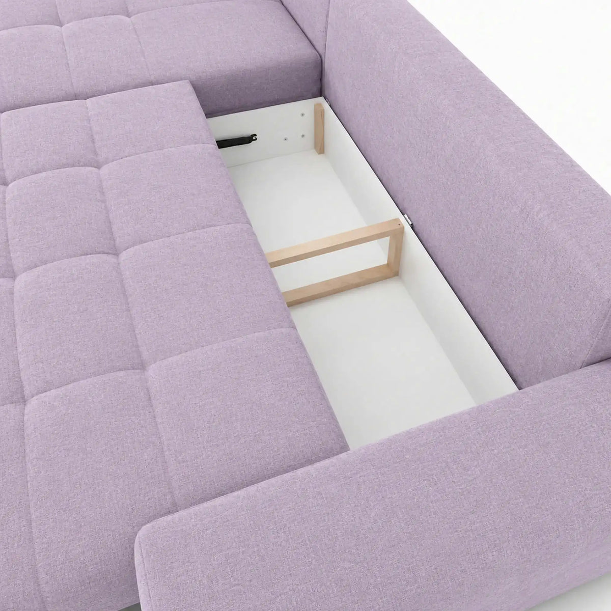 Coltar extensibil ADRIA, universal, stofa catifelata mov lila - Monolith 62, cu lada depozitare, 308x213x90 cm