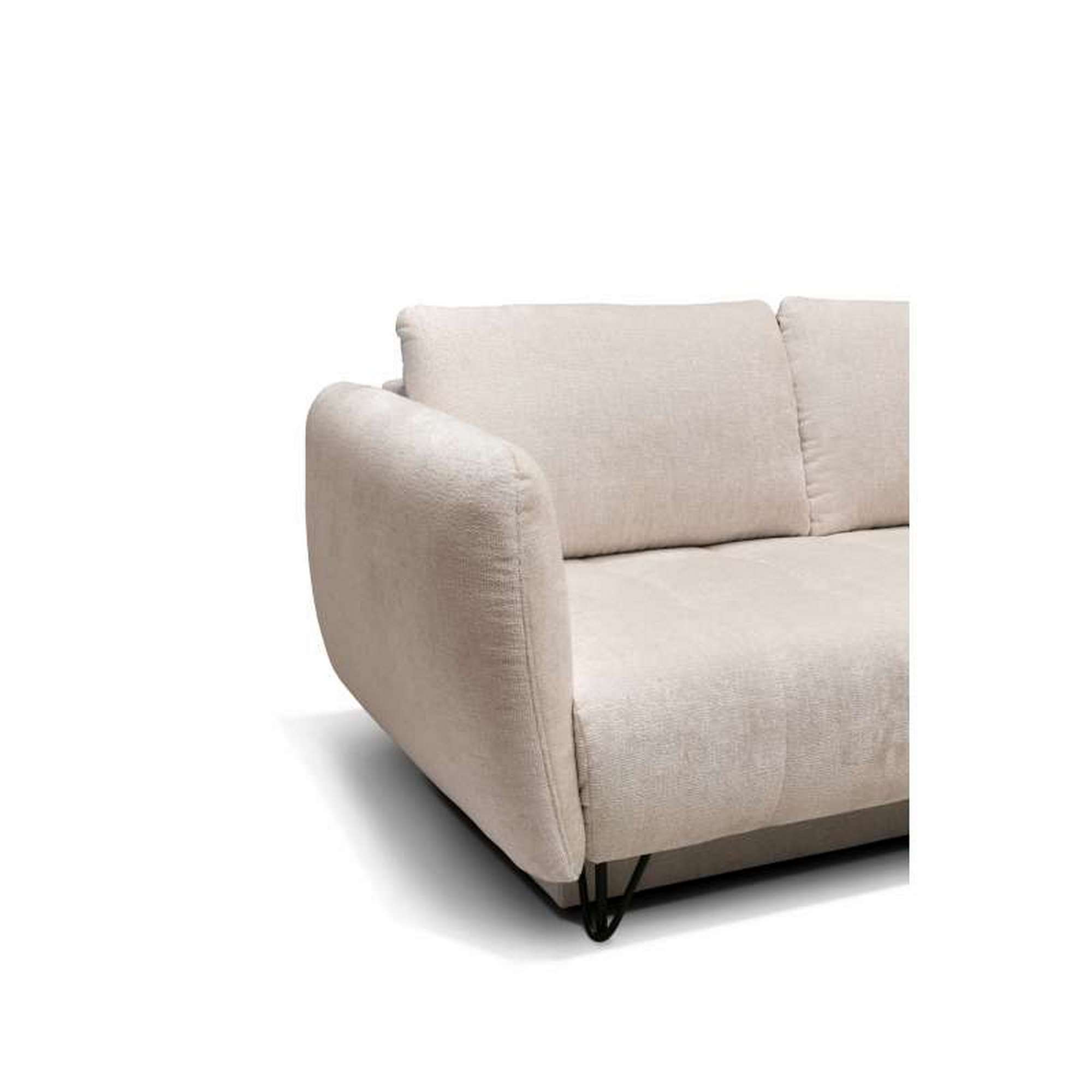 Coltar extensibil AMELIA, stofa catifelata crem - Monolith 02, cu lada depozitare, 268x211x88 cm