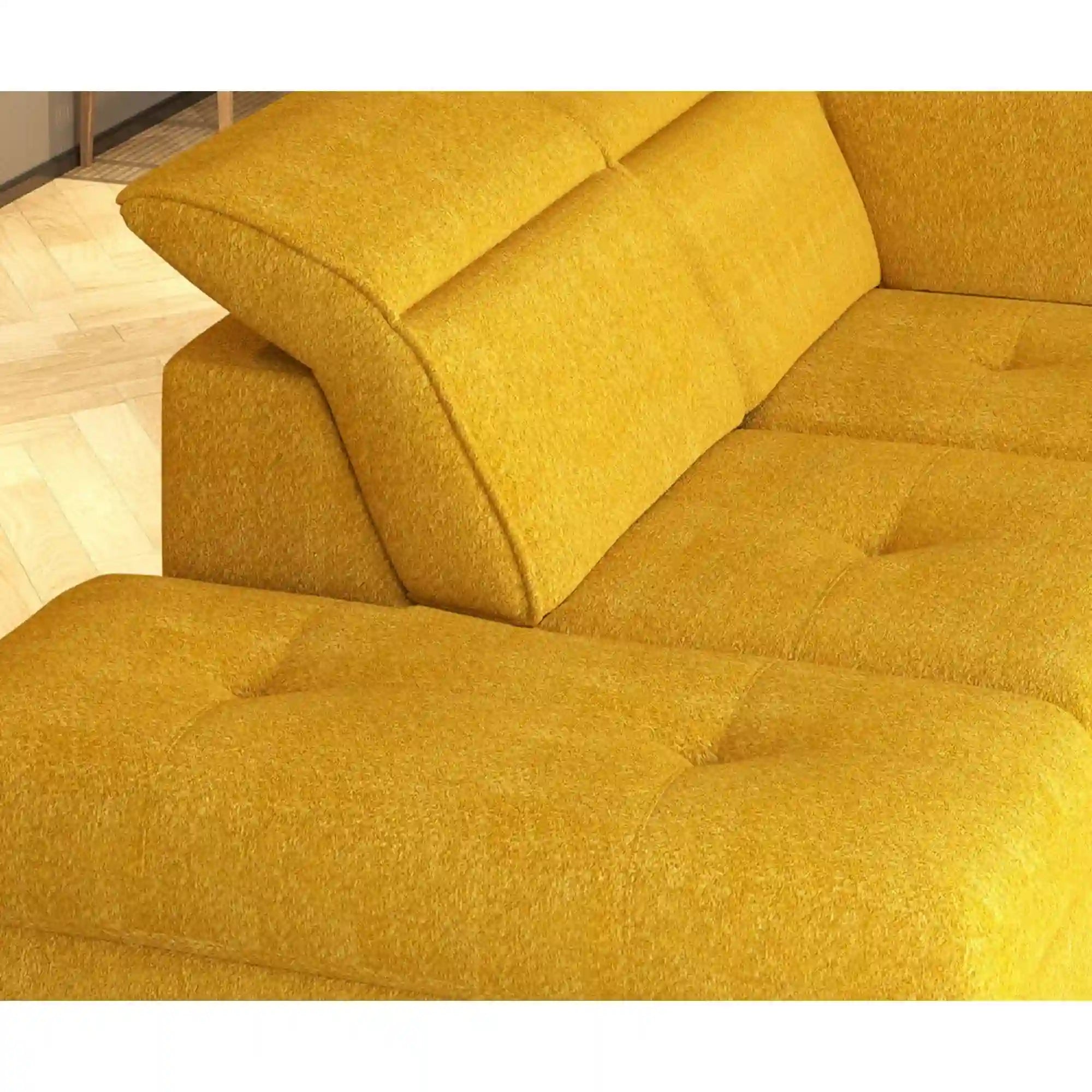 Coltar extensibil APUFA, personalizabil materiale gama Premium, cu lada depozitare si tetiere reglabile, 260x215x95 cm