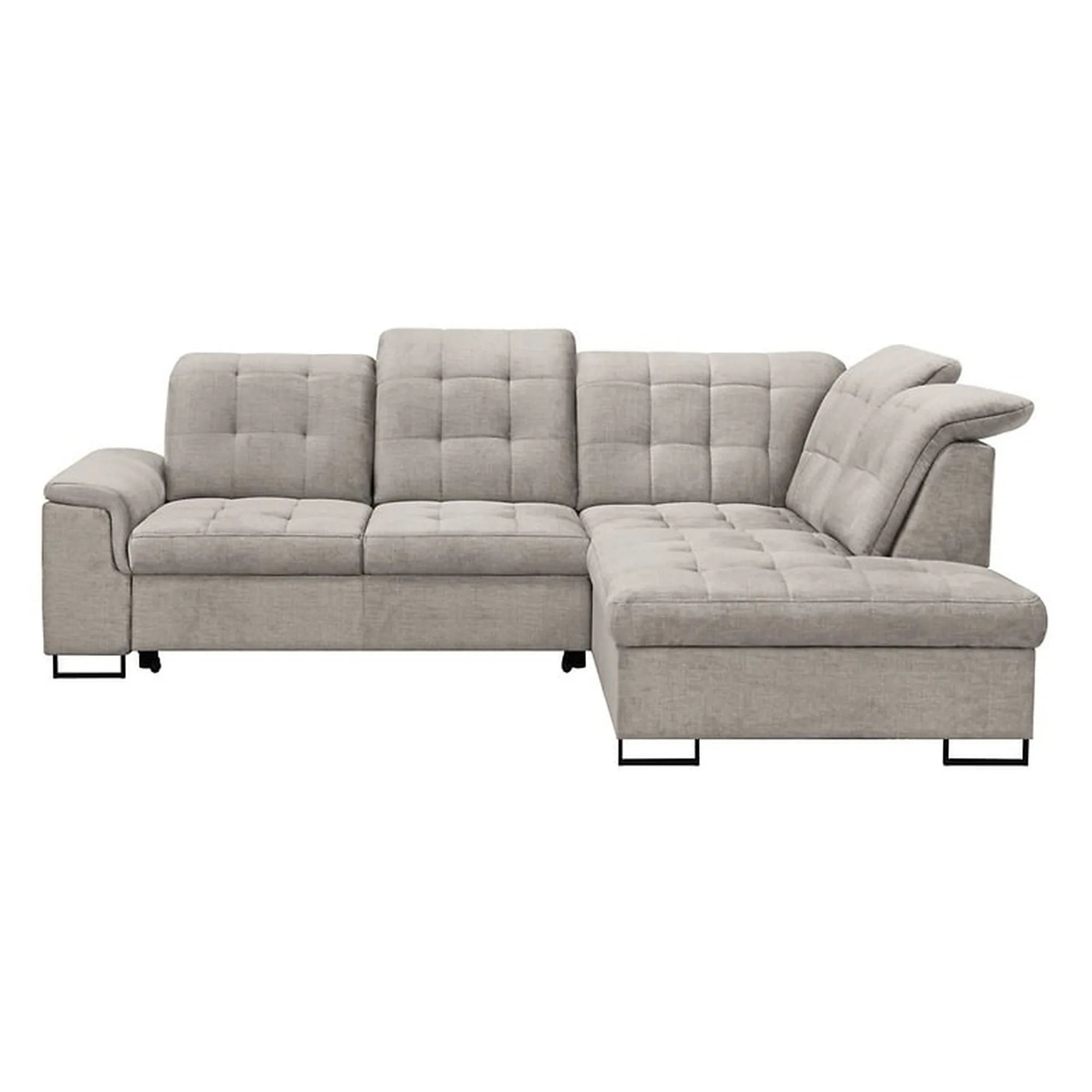 Coltar extensibil ARAGON, sezlong dreapta, stofa catifelata bej - Voss 28, cu lada depozitare, 270x230x150 cm