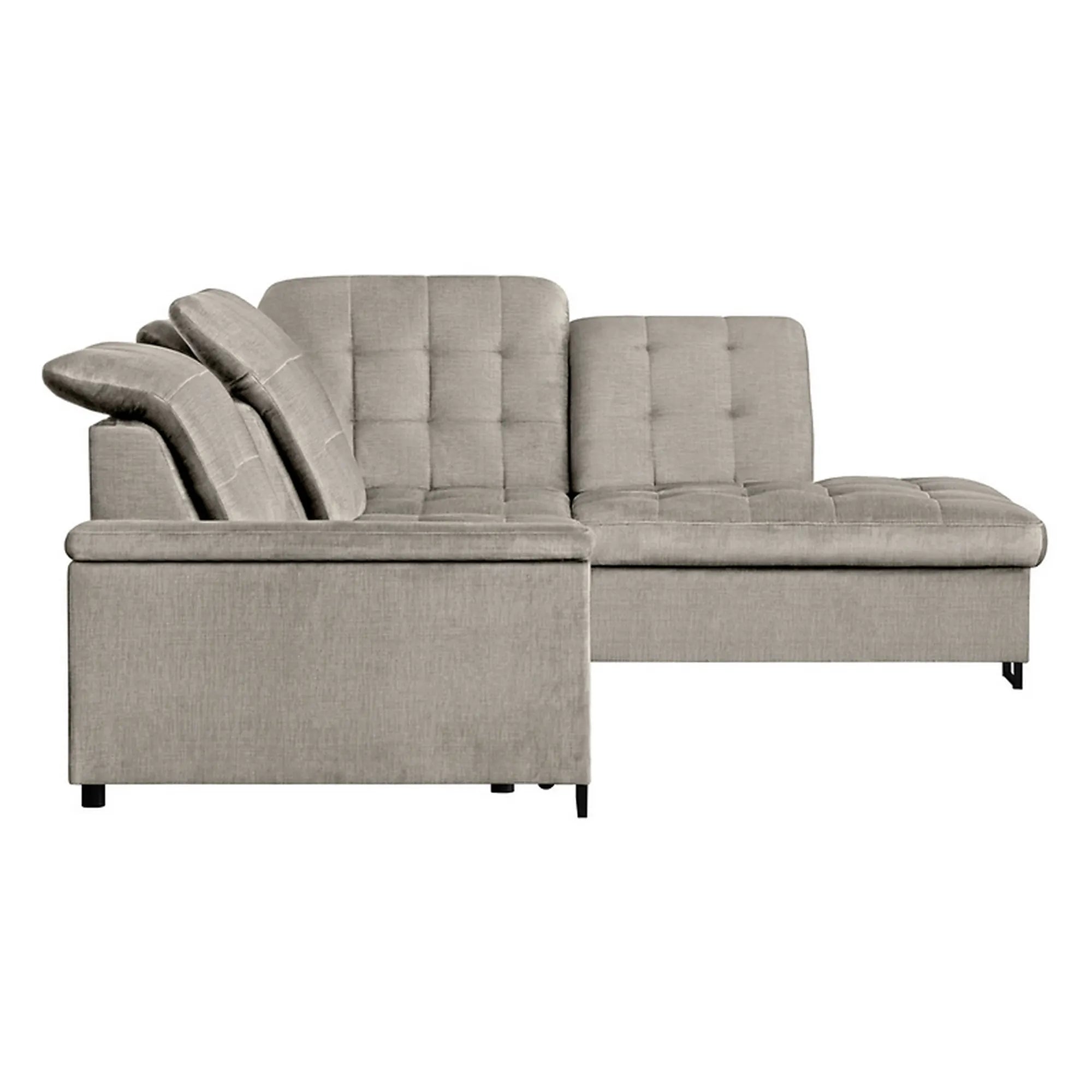 Coltar extensibil ARAGON, sezlong dreapta, stofa catifelata bej - Voss 28, cu lada depozitare, 270x230x150 cm