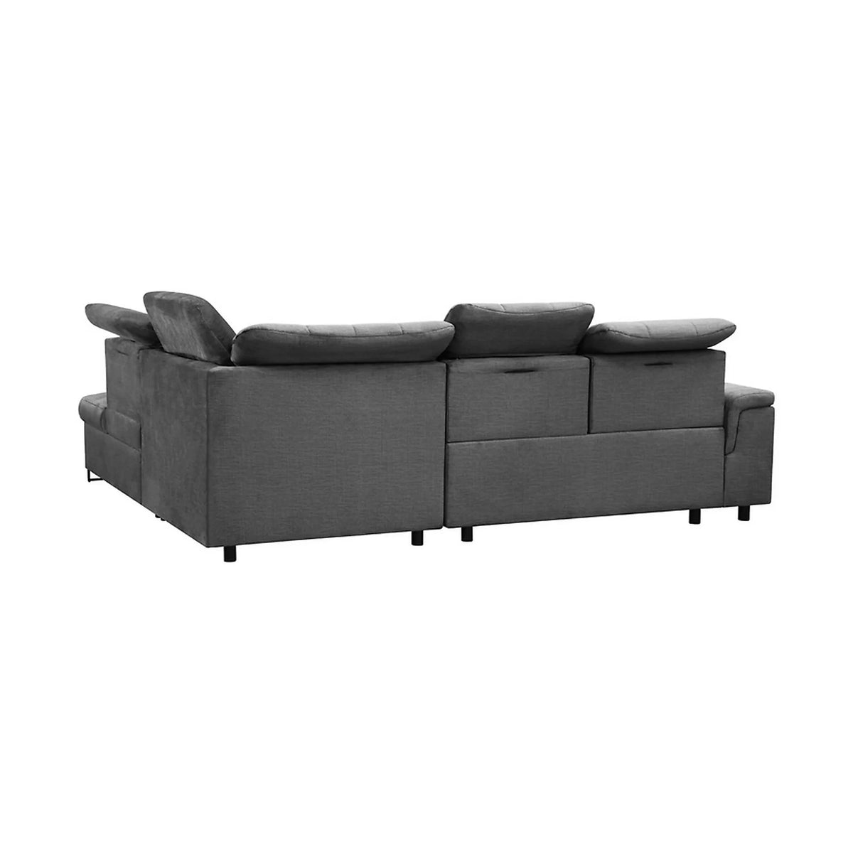 Coltar extensibil ARAGON, sezlong dreapta, stofa catifelata gri - Voss 15, cu lada depozitare, 270x230x150 cm
