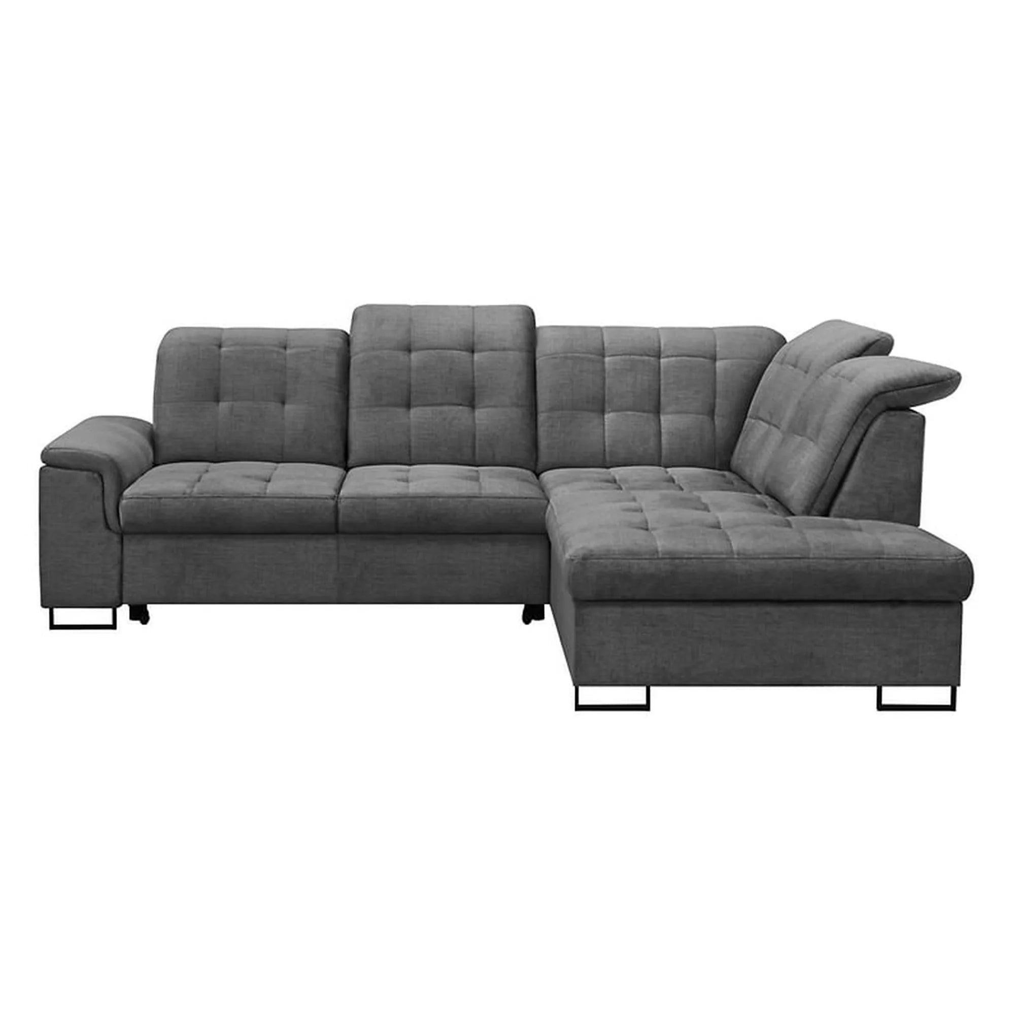 Coltar extensibil ARAGON, sezlong dreapta, stofa catifelata gri - Voss 15, cu lada depozitare, 270x230x150 cm